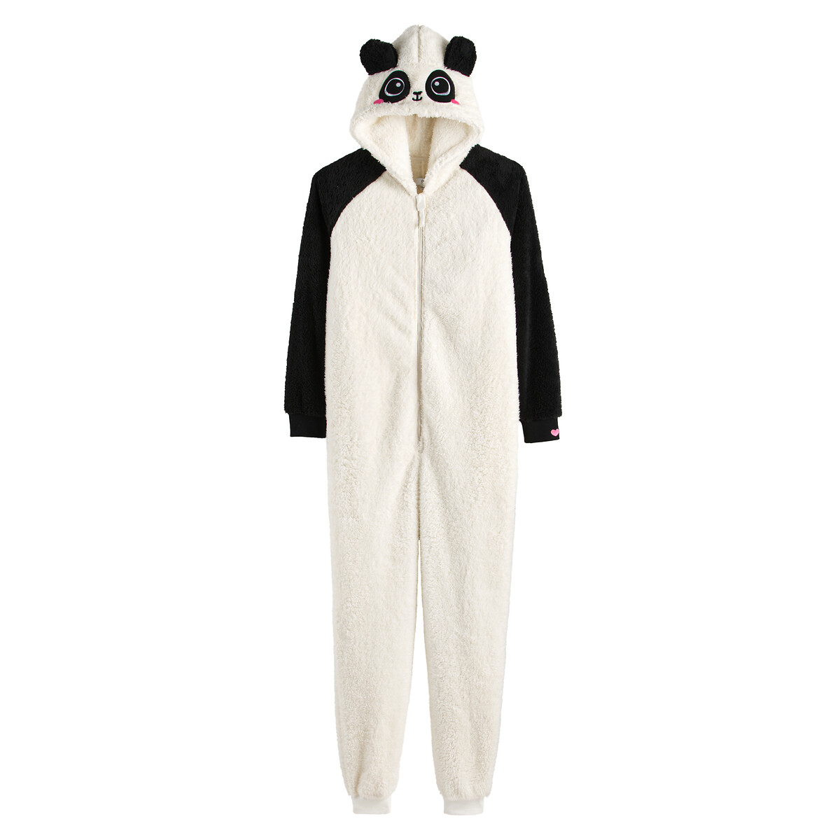 Surpyjama à capuche panda en polaire ecru/noir, LA REDOUTE COLLECTIONS