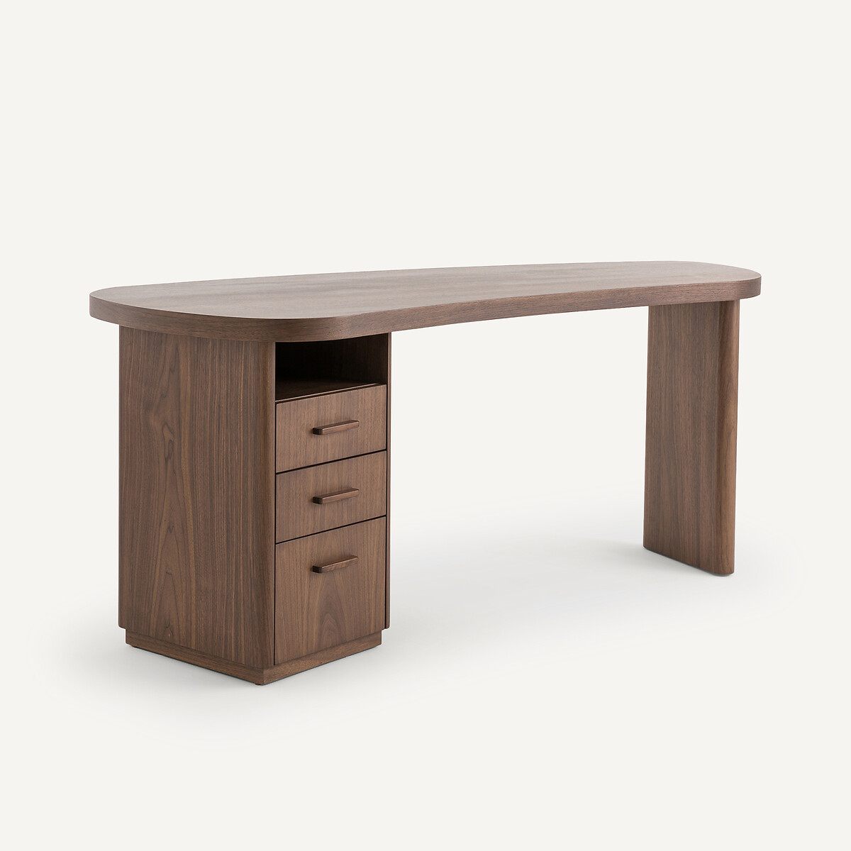 Bureau forme organique noyer et plaqué, Pali noyer, AM.PM