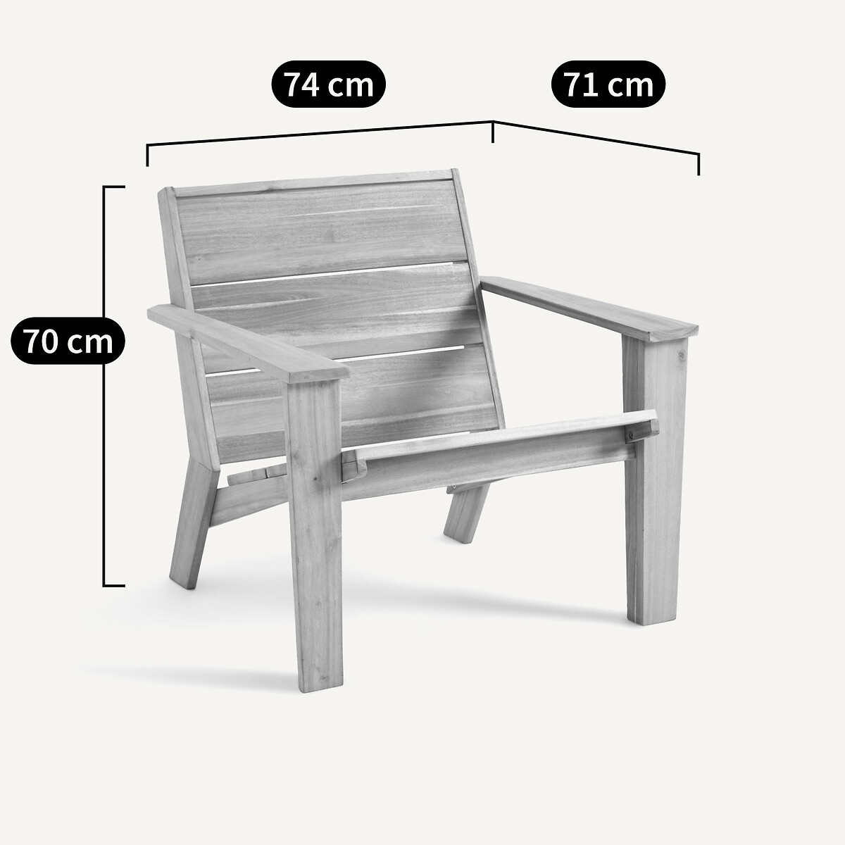 Sillón de jardín de acacia, Réphir natural para pintar, AM.PM