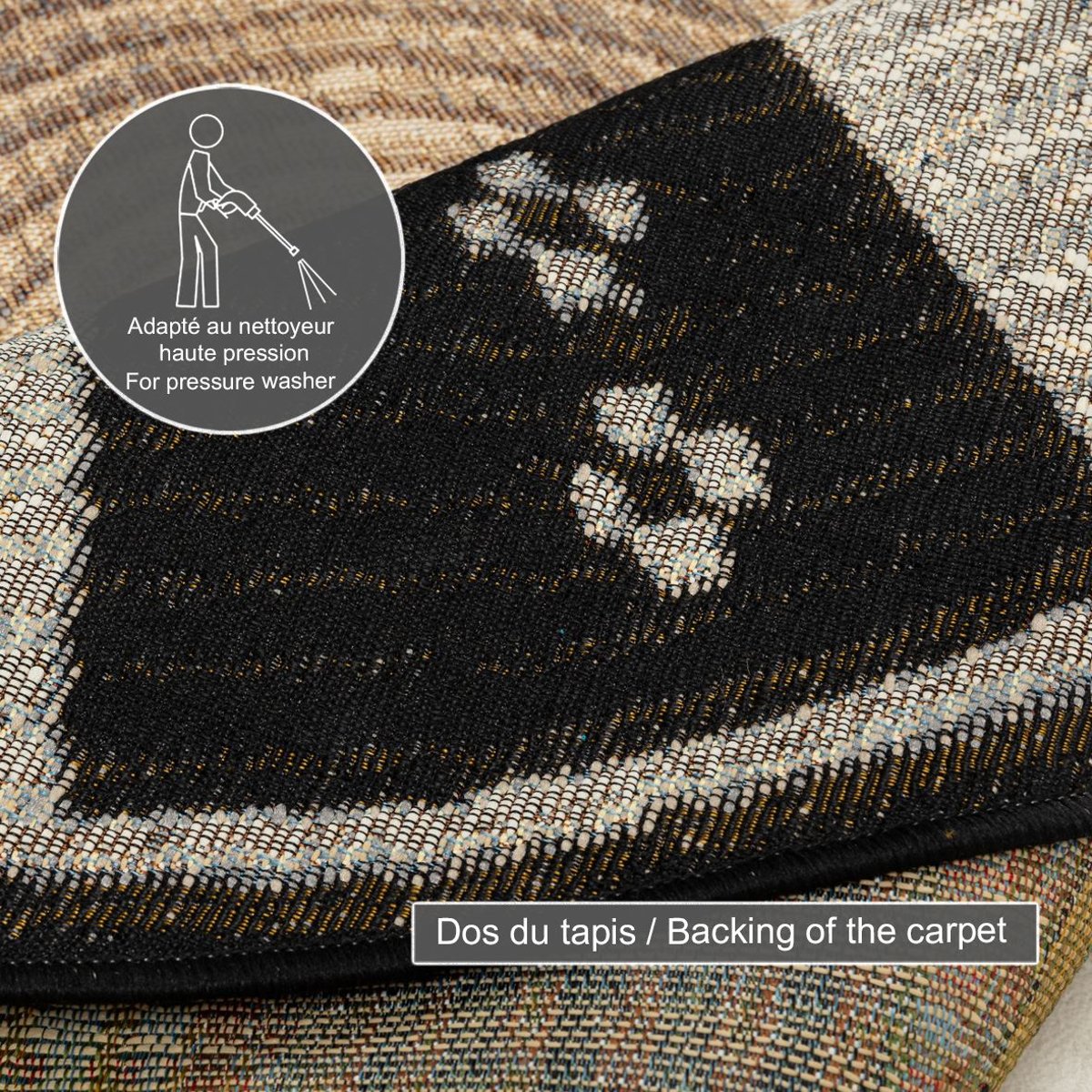 Tapis d'extérieur tissé plat à motifs géométriques - AURORA beige, GINO FALCONE