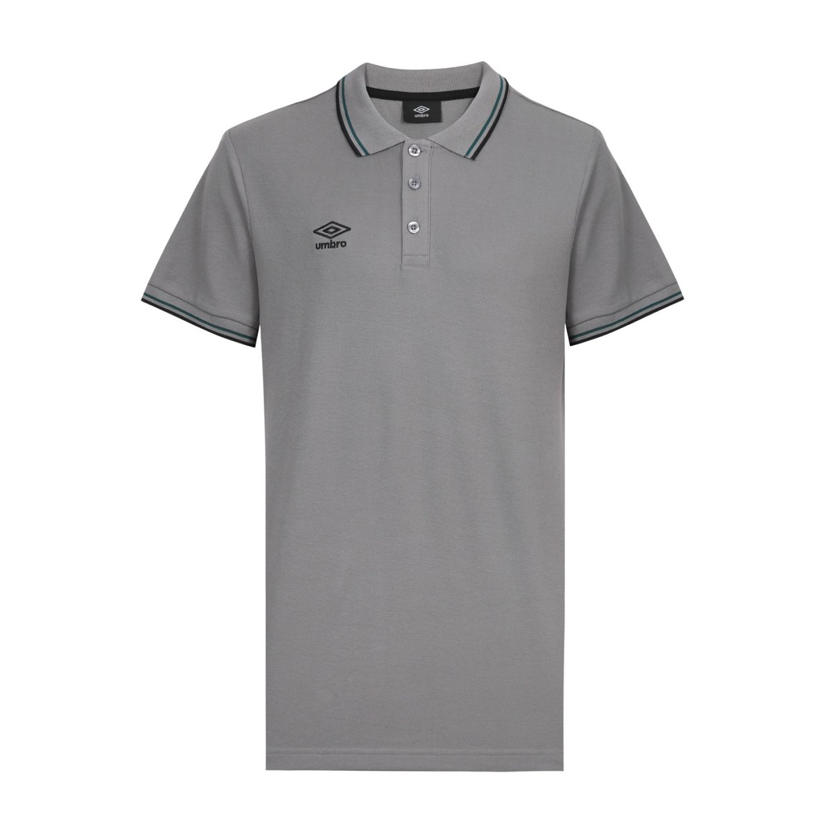Polo piqué de coton gris/noir/vert, UMBRO