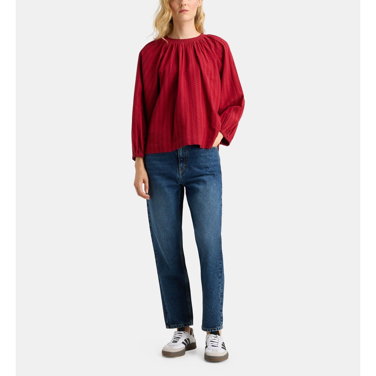 Blouse ample fleur carreaux rouge, GALERIES LAFAYETTE