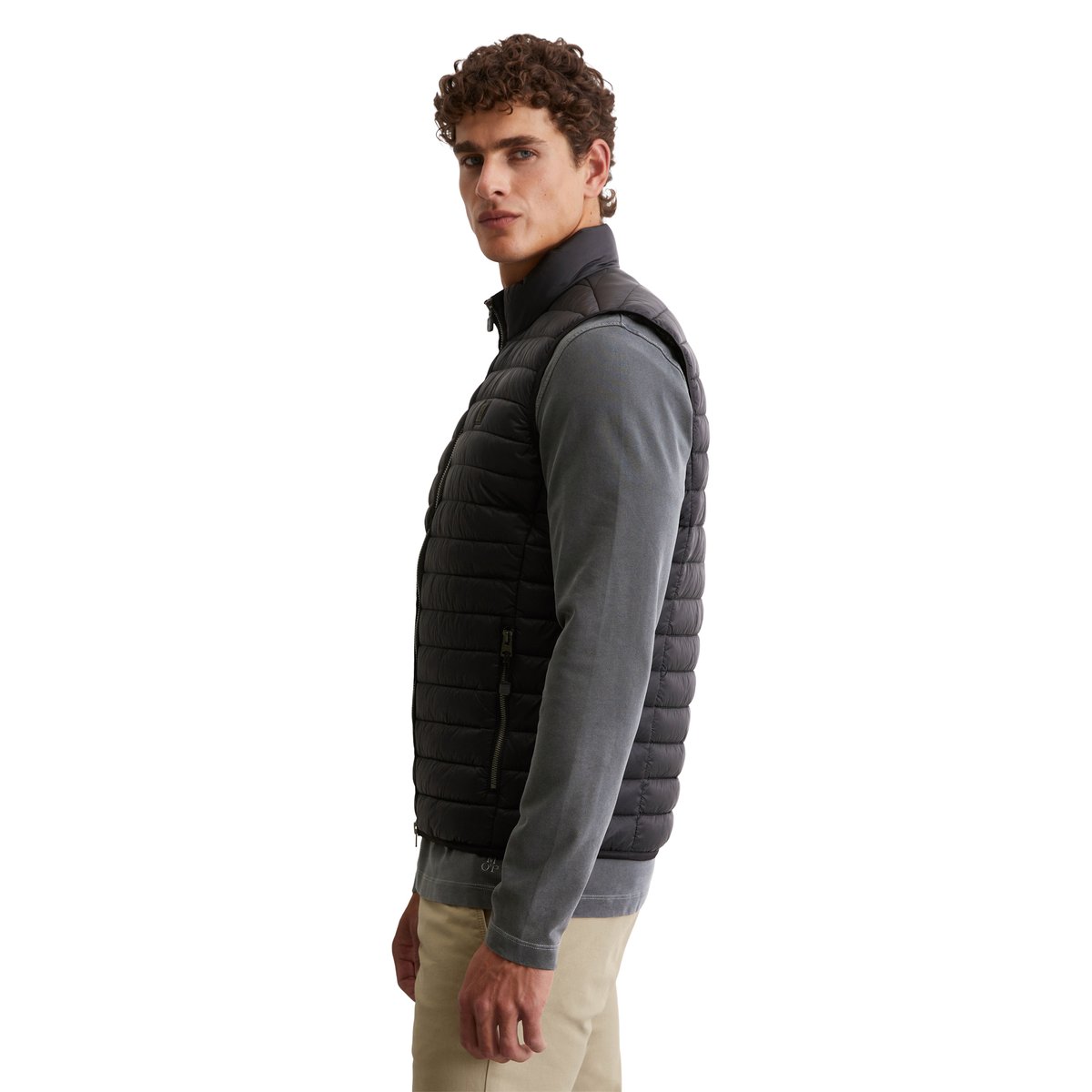 Gilet matelassé regular en matériau recyclé noir, MARC O'POLO