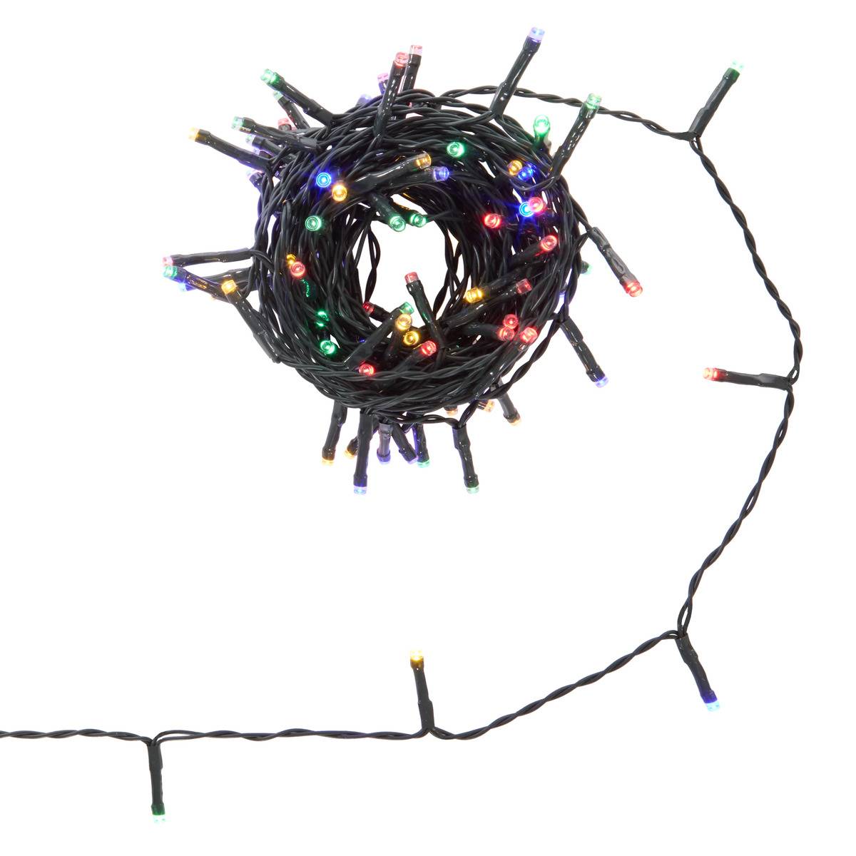 Guirlande lumineuse d'extérieur 10 m 100 LED multicolore 8 fonctions solaire vert, ATMOSPHERA