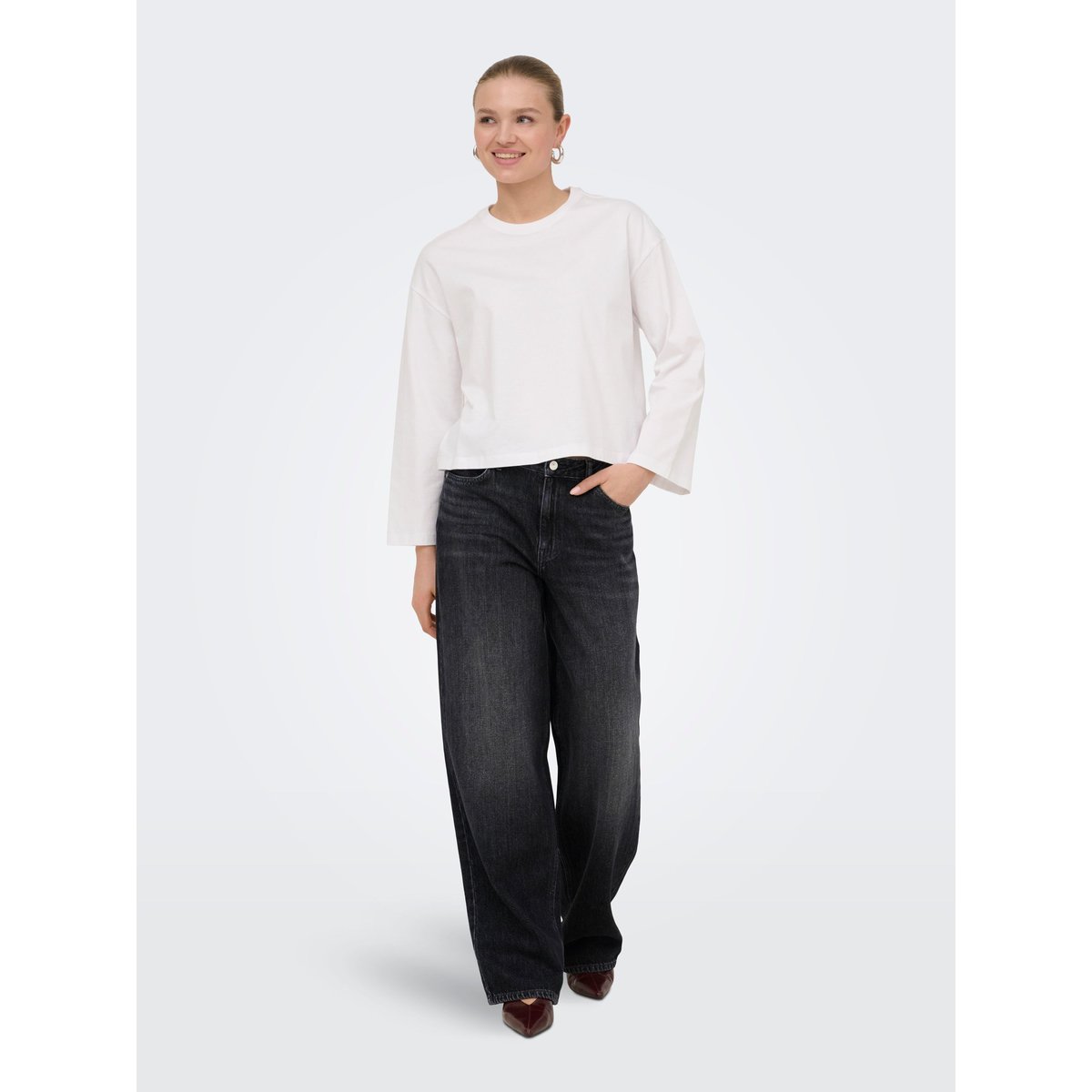 Jean Coupe Droite washed black, ONLY