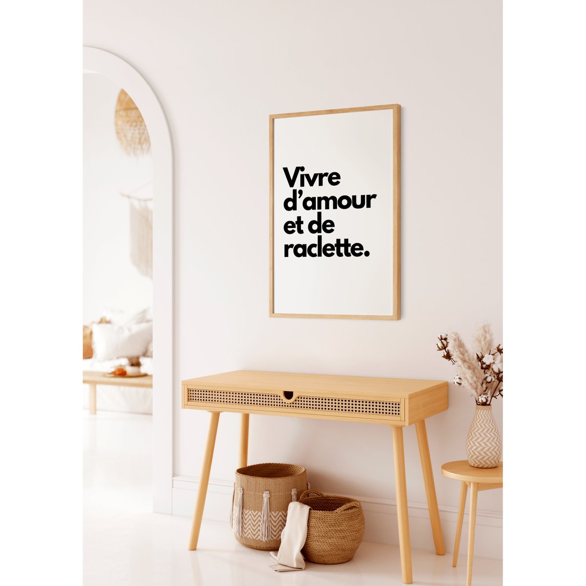 Affiche Vivre d'amour et de raclette blanc, L'AFFICHERIE