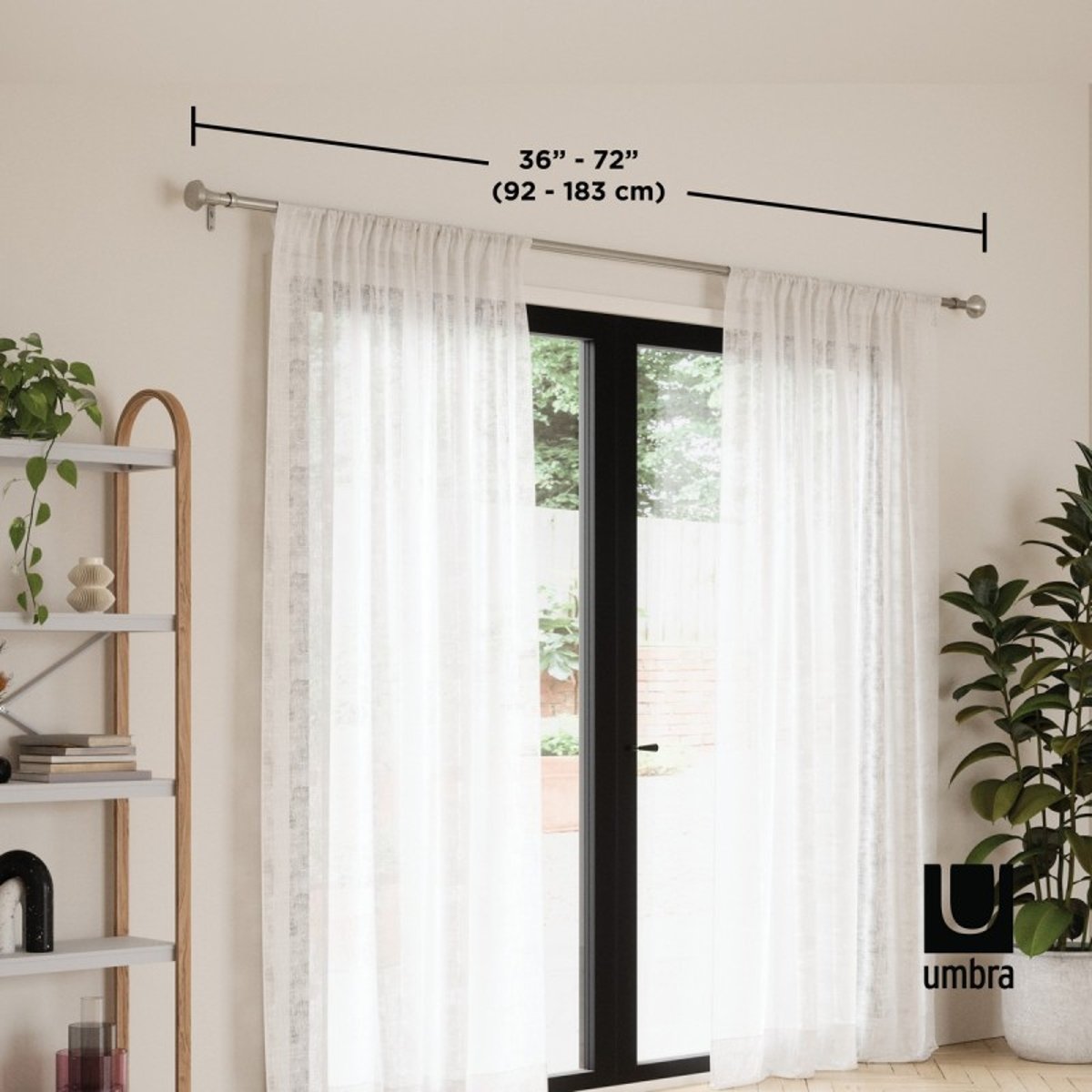 Tringle à rideaux extensible ELLA argent, UMBRA