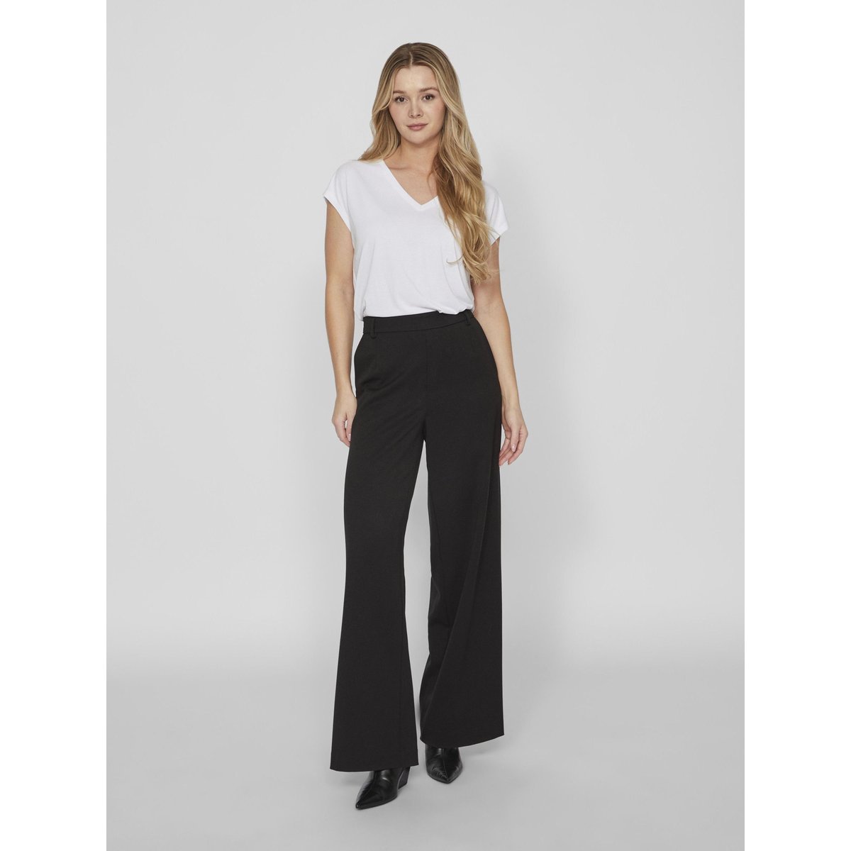 Tee shirt col v manches courtes blanc - optical snow, VILA