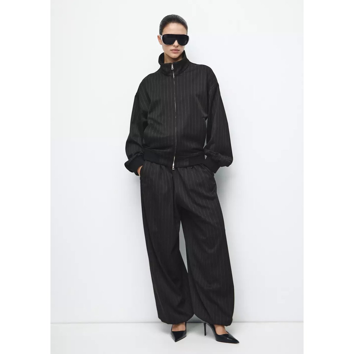 Blouson bomber à rayures tennis noir, MANGO