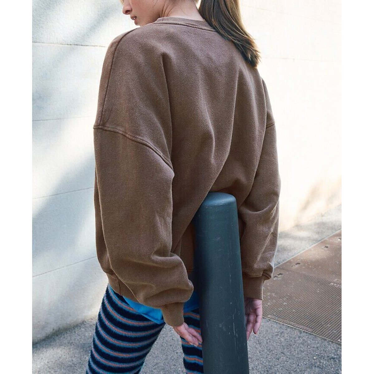 Plizzy Long Sleeve Crew Neck Sweatshirt chestnut, AMERICAN VINTAGE