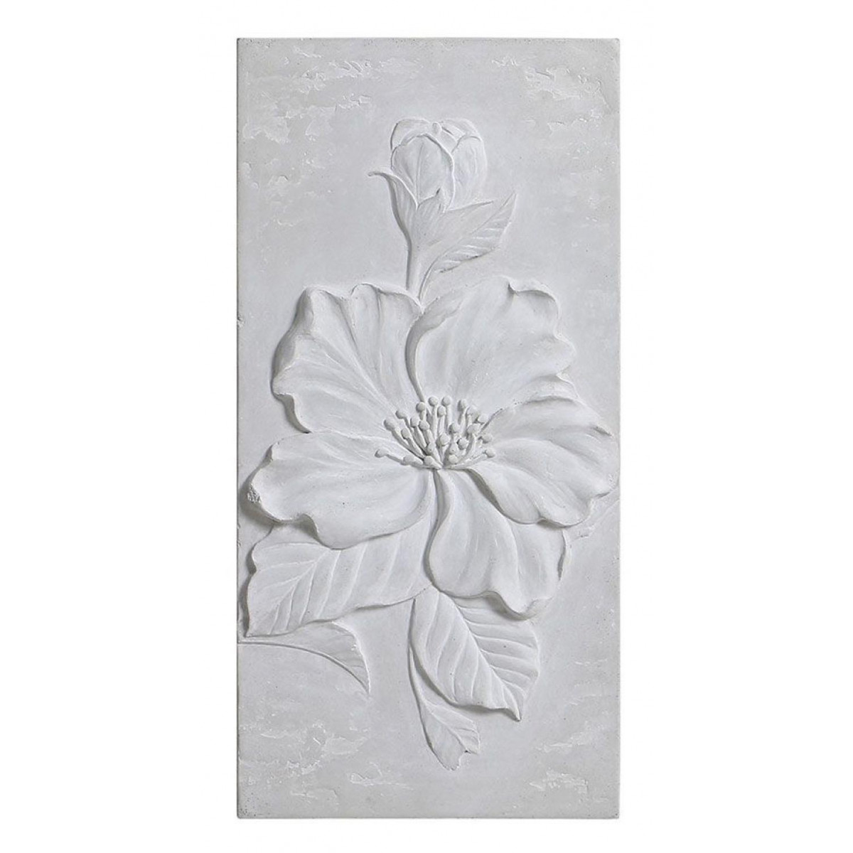 Triptyque en béton motif floral en relief - gris, INTERIOR'S