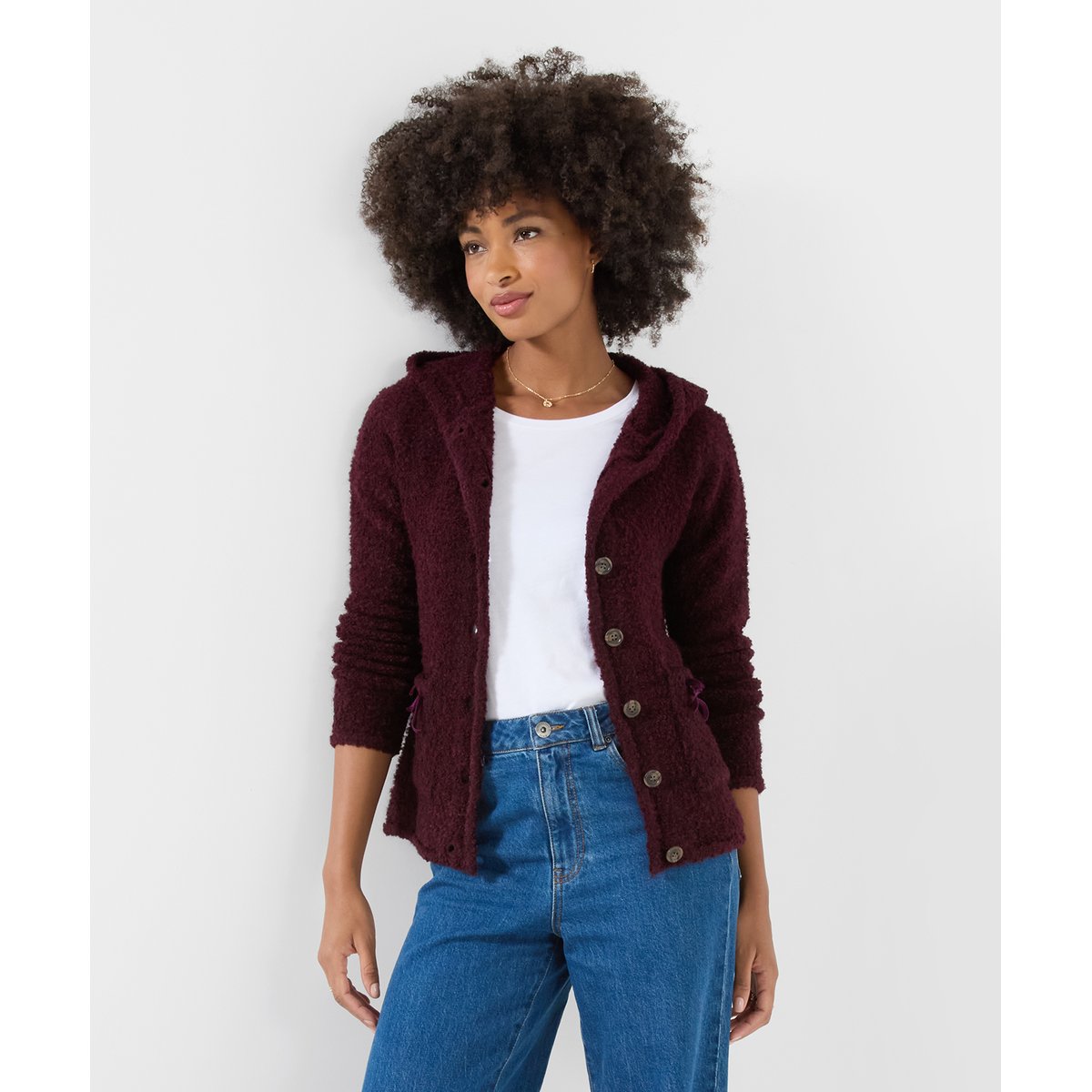 Cardigan Boutonné à Capuche Favorite de Joe Pour Toujours rouge, JOE BROWNS