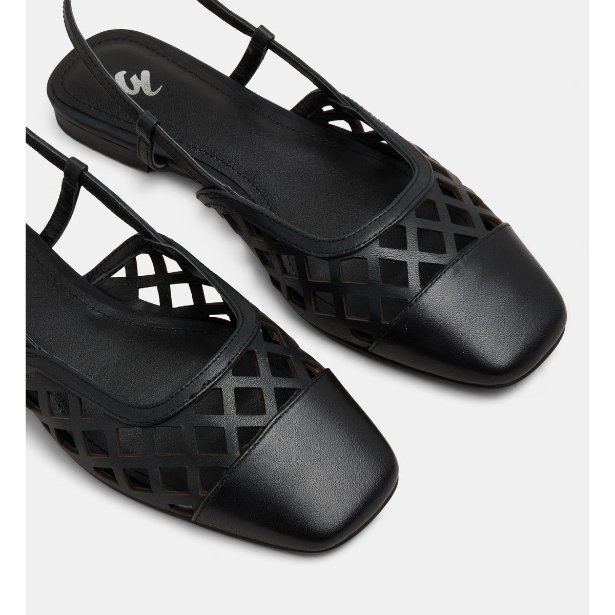 Ballerines slingback plates ajourées bettina cuir noir, GALERIES LAFAYETTE