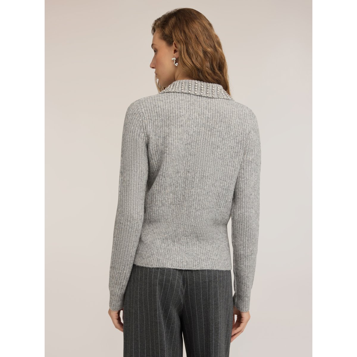 Cardigan avec col bijou gris, MOTIVI