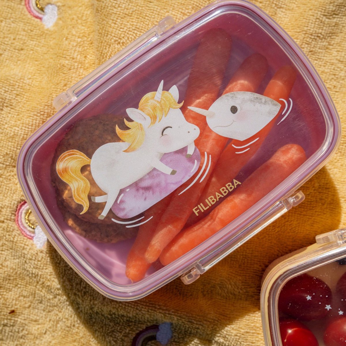 Lot de 2 lunch box jaune, rose, blanc, FILIBABBA