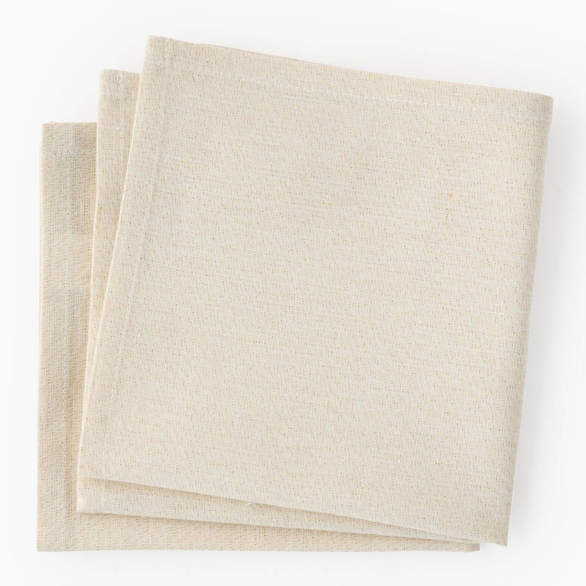 Lot de 2 - Serviettes fil textile or et finition fantaisie, 40x40cm, coton blanc, MONOPRIX MAISON