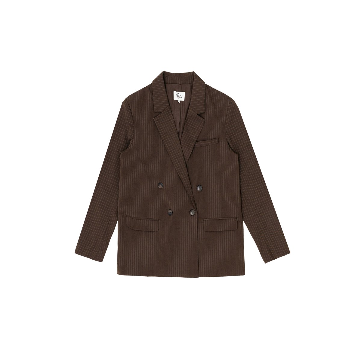 Veste col tailleur imprimé à rayures VIANI 16-marron/ecru, LA PETITE ETOILE