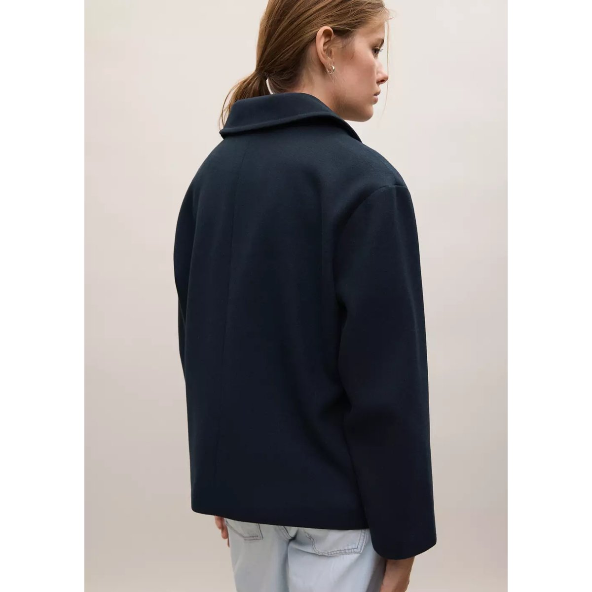 Manteau laine mélangée boutons bleu marine, MANGO TEEN