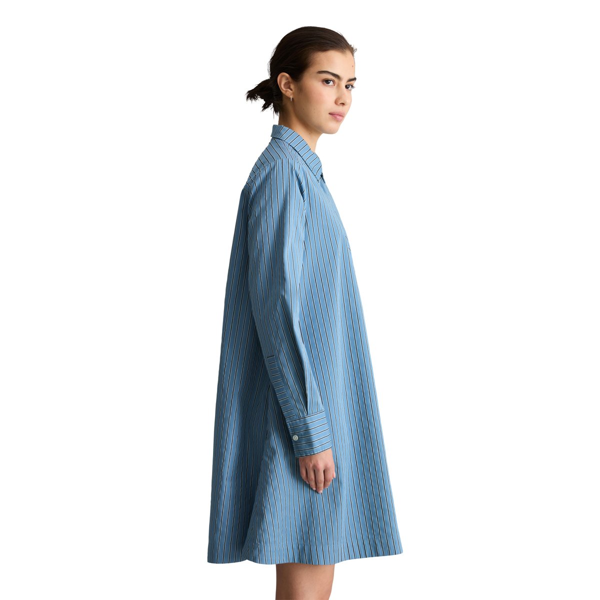 Robe à rayures évasée en mélange de coton organique et de lyocell bleu clair, MARC O’POLO DENIM