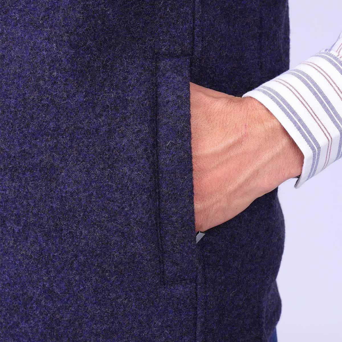 Gilet sans manches en laine bleu indigo, MISE AU GREEN