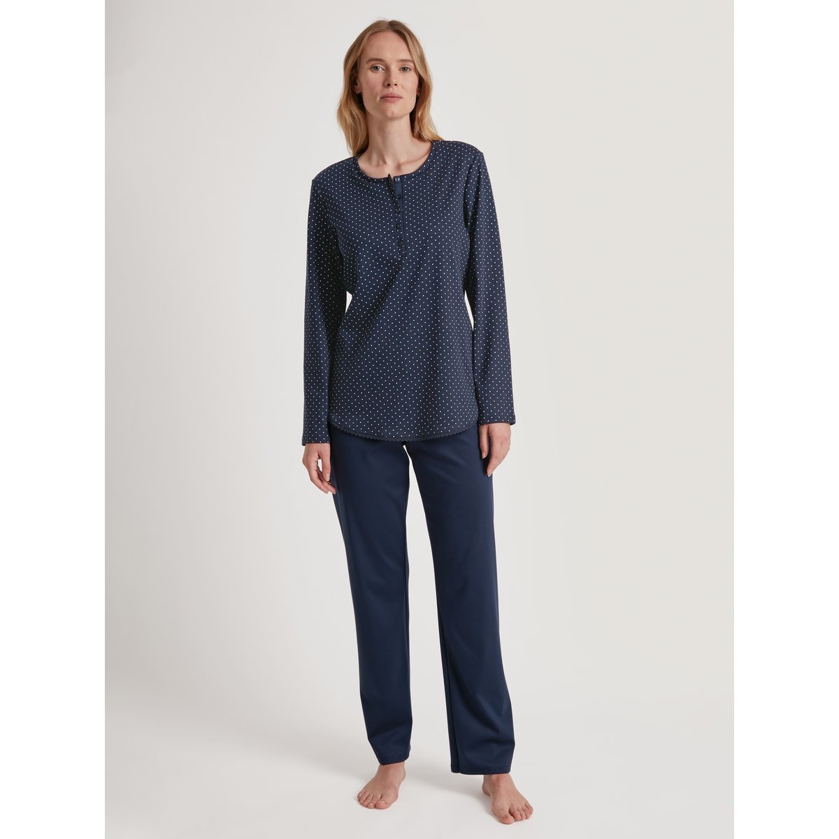 Pyjama manches longues Coton MIDNIGHT DREAMS bleu paon, CALIDA