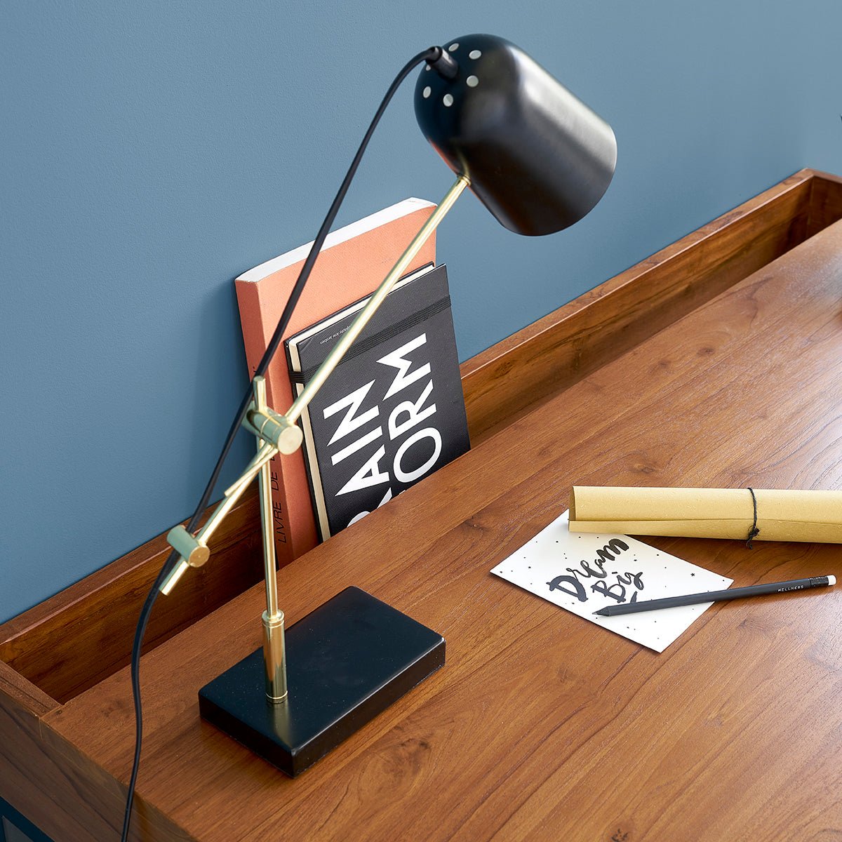 Bureau en bois de teck et métal 120 cm LINA marron, BERAH GETAH