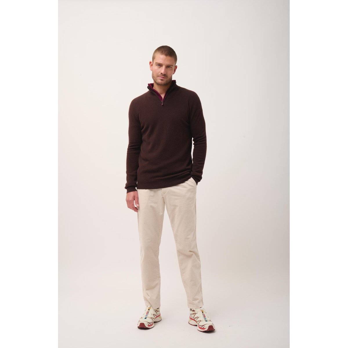 Pull Camionneur Choco Bradley marron foncé, JUST CASHMERE