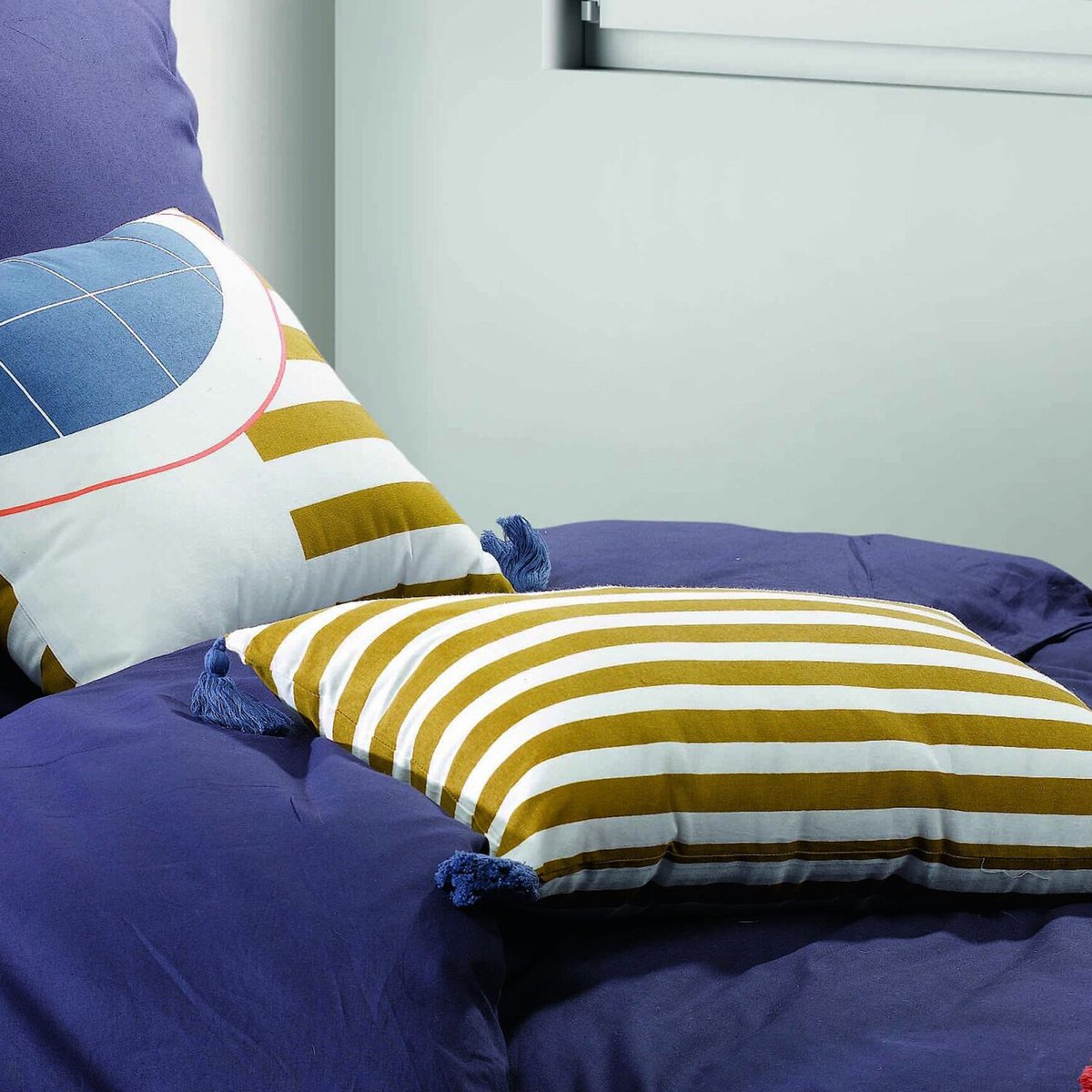coussin déco en polycoton imprimé, Slam jaune, C DESIGN HOME TEXTILE