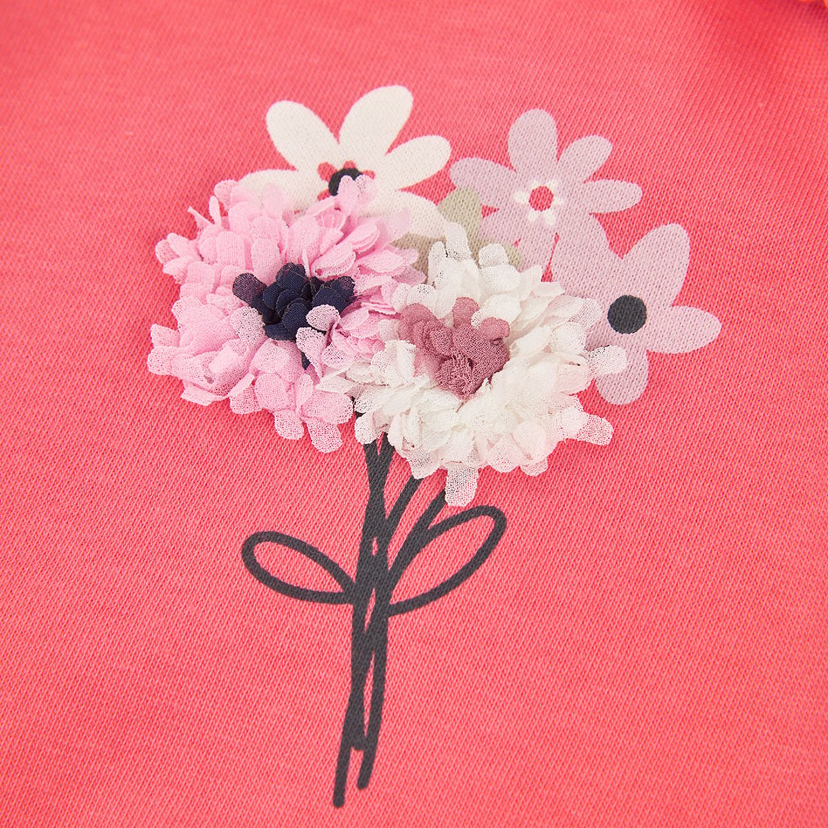 Sweat-shirt molleton fille imprimé fleurs pink, BOBOLI