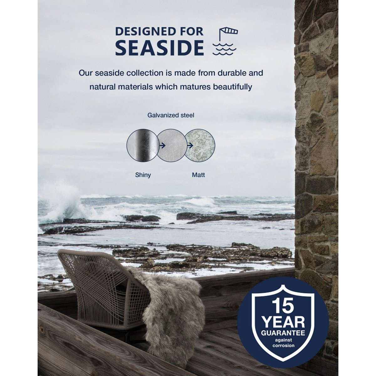 Applique murale extérieure adapté aux zones côtières en acier galvanisé, LØNSTRUP 32 sensor acier galvanisé, NORDLUX