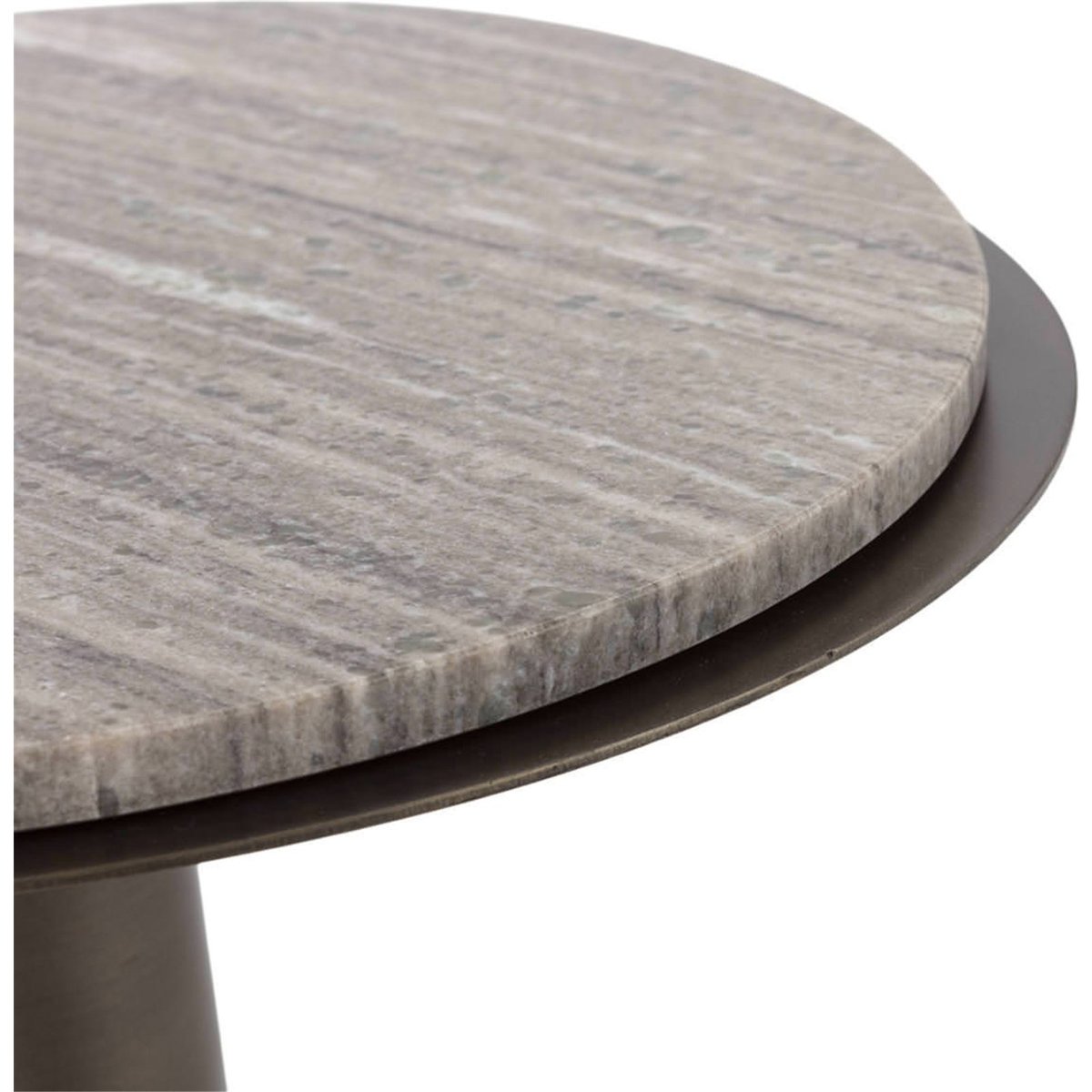 Table d'appoint ronde en marbre et métal gris et noir, RECOLLECTION