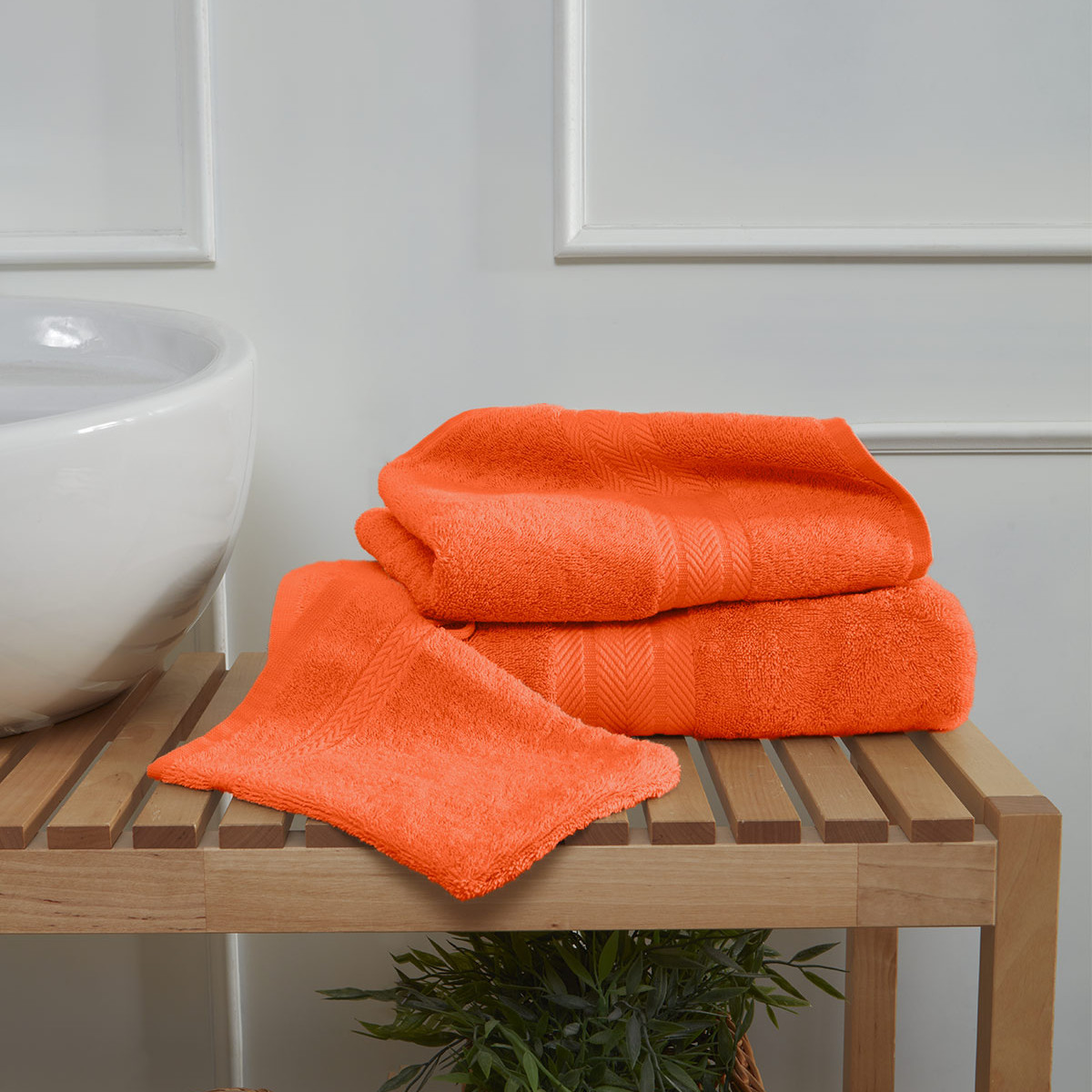 Ensemble de bain avec tapis 4 pièces LUXURY corail, SENSEI MAISON