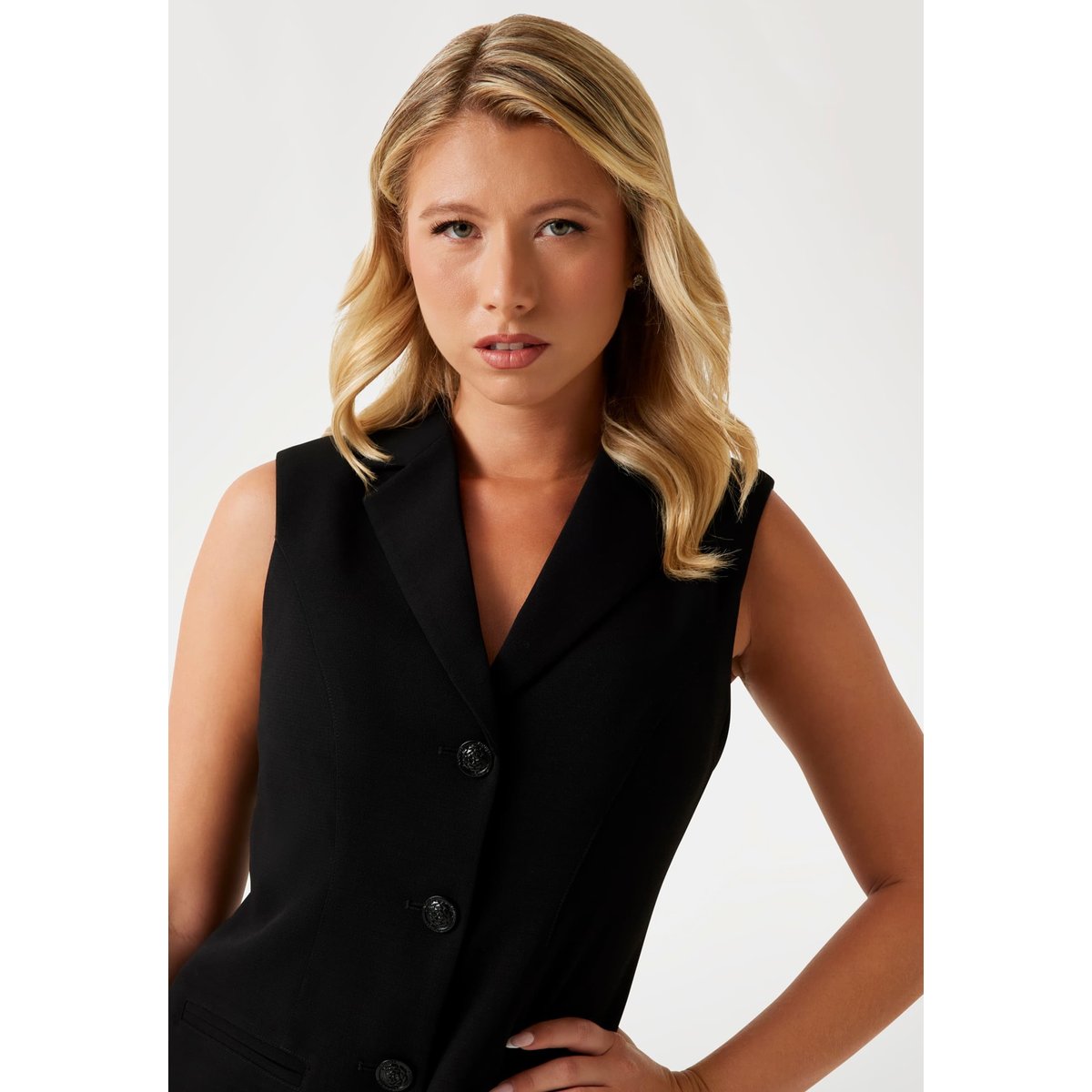 Robe Mini Moulante En Crêpon noir, GUESS