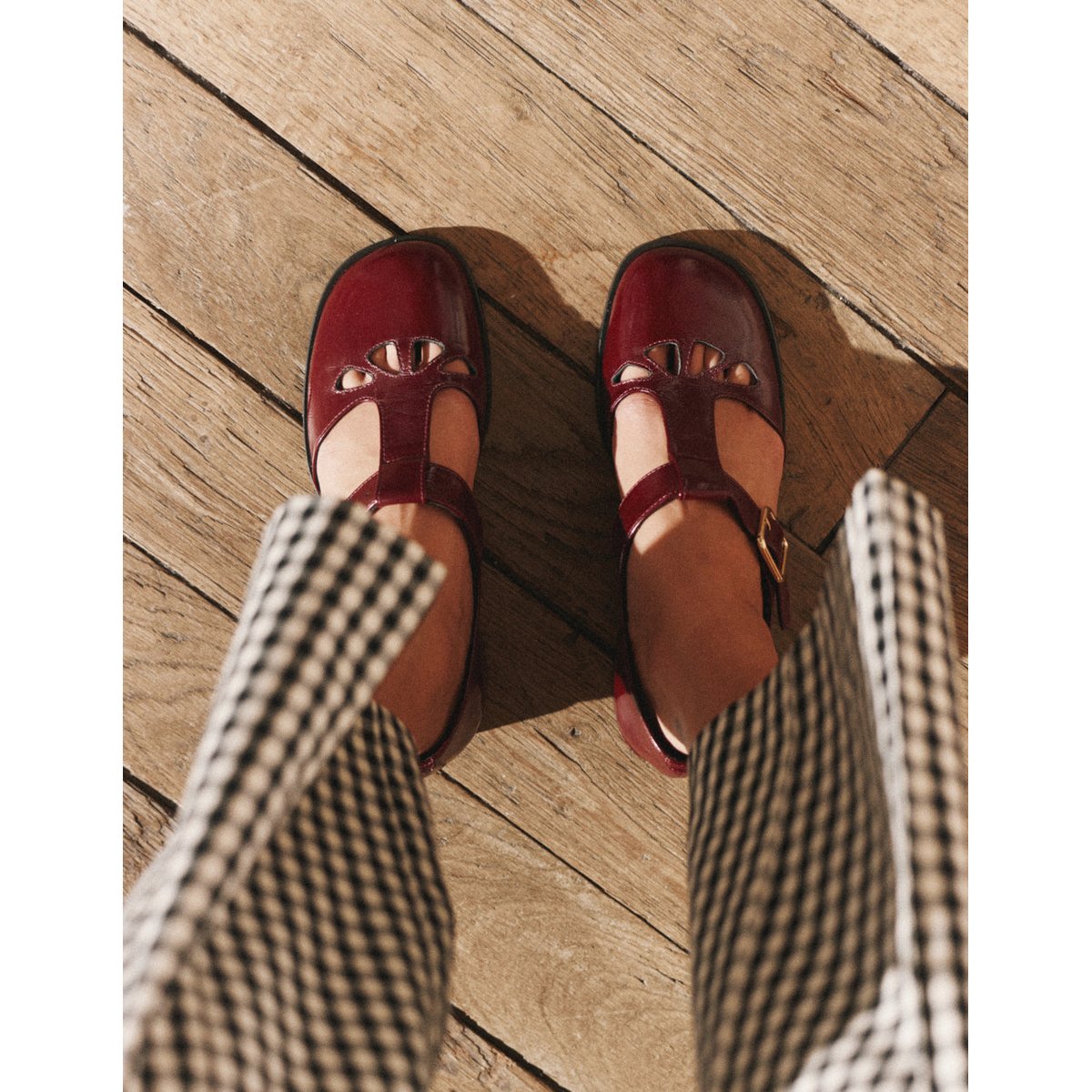 Escarpins OMI cuir plissé verni bordeaux, ODAJE