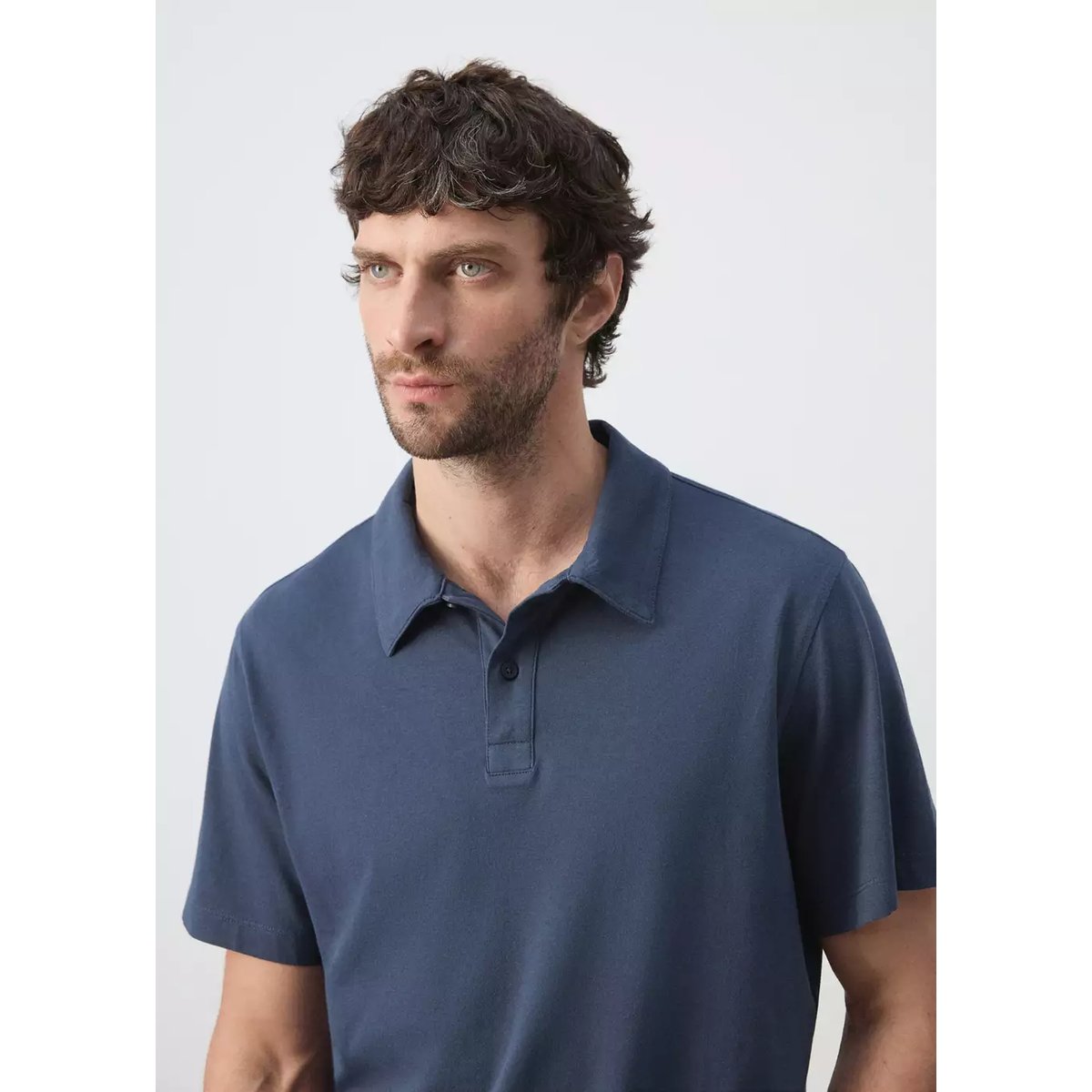 Polo uni 100 % coton bleu marine, MANGO MAN