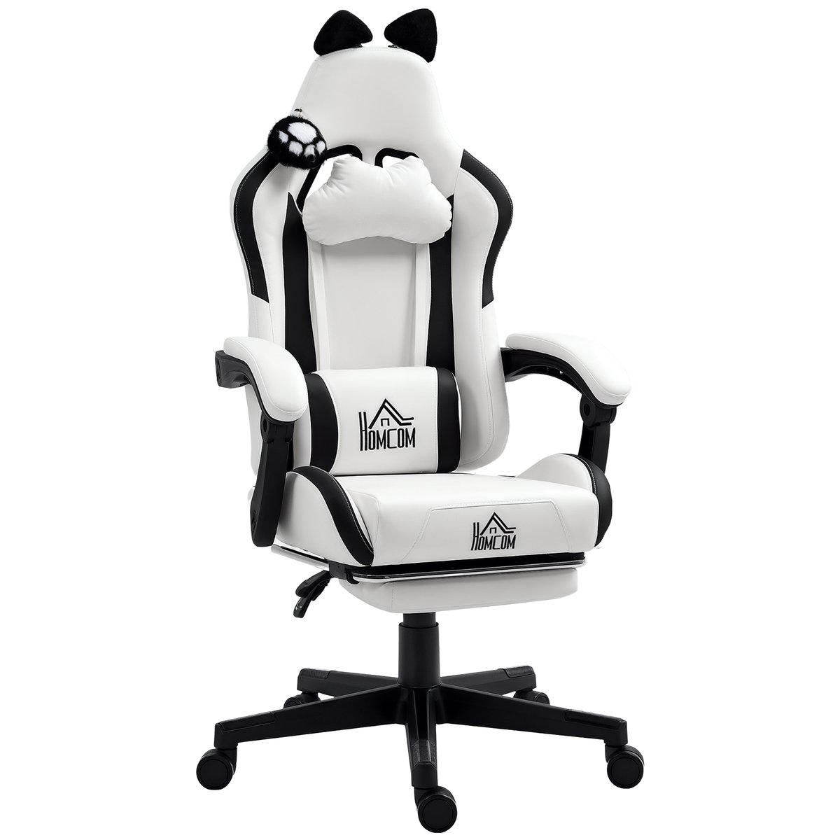 Fauteuil gaming Plastique Blanc blanc, noir, HOMCOM