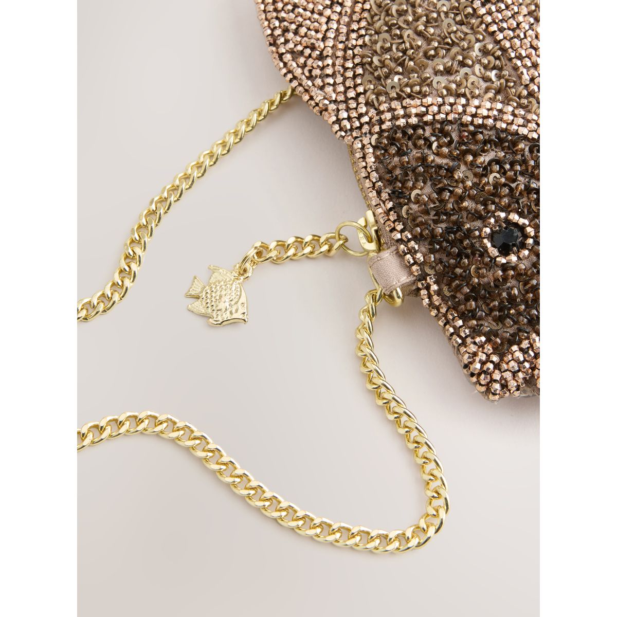 Mini sac en forme de poisson orné perles marron, NEXT
