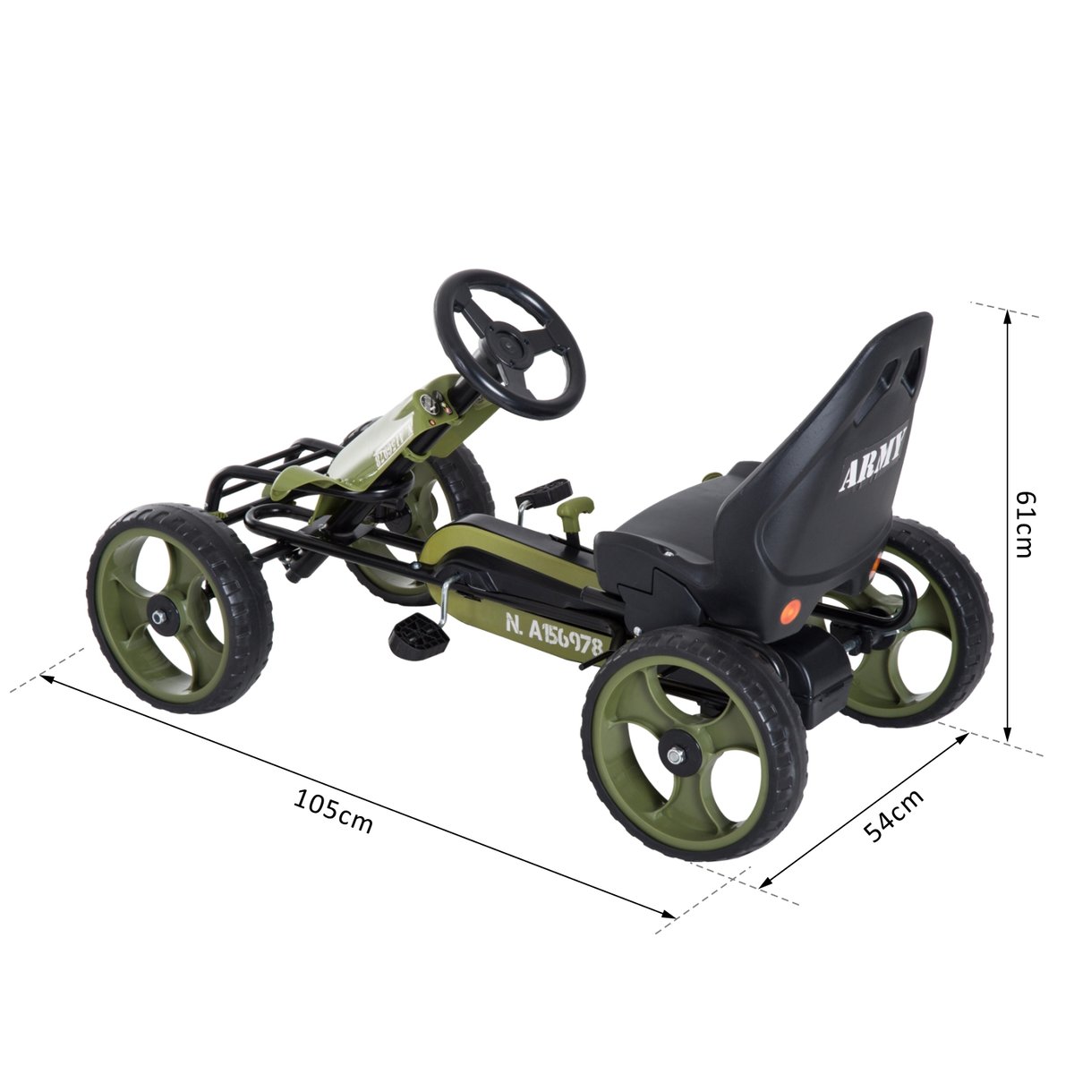 Kart à pédales Métal Vert vert, HOMCOM