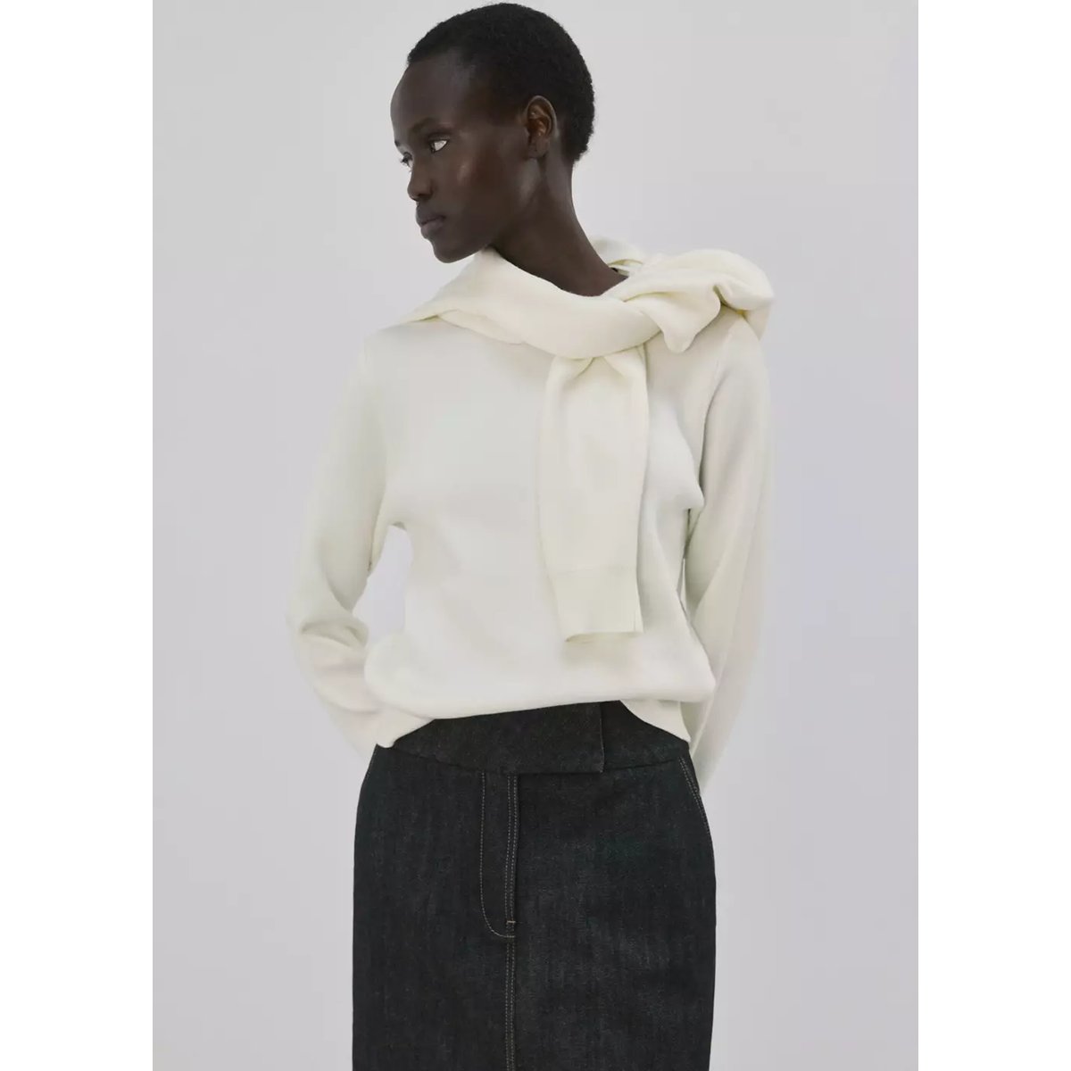 Pull-over poignets boutonnés écru, MANGO