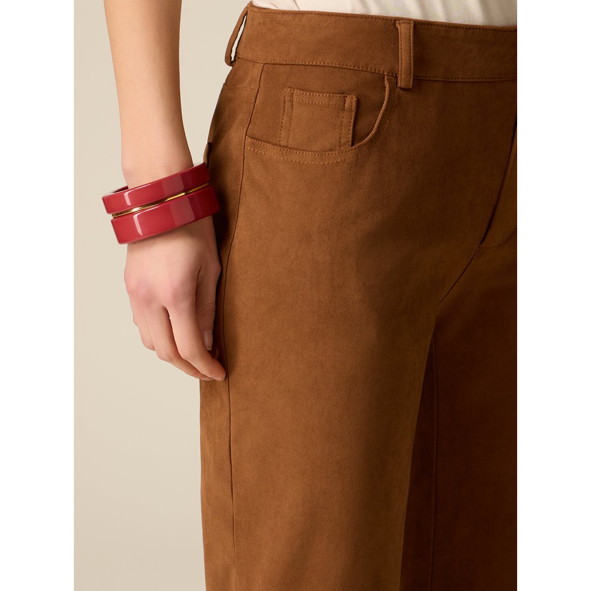Pantalon évasé marron, OLTRE