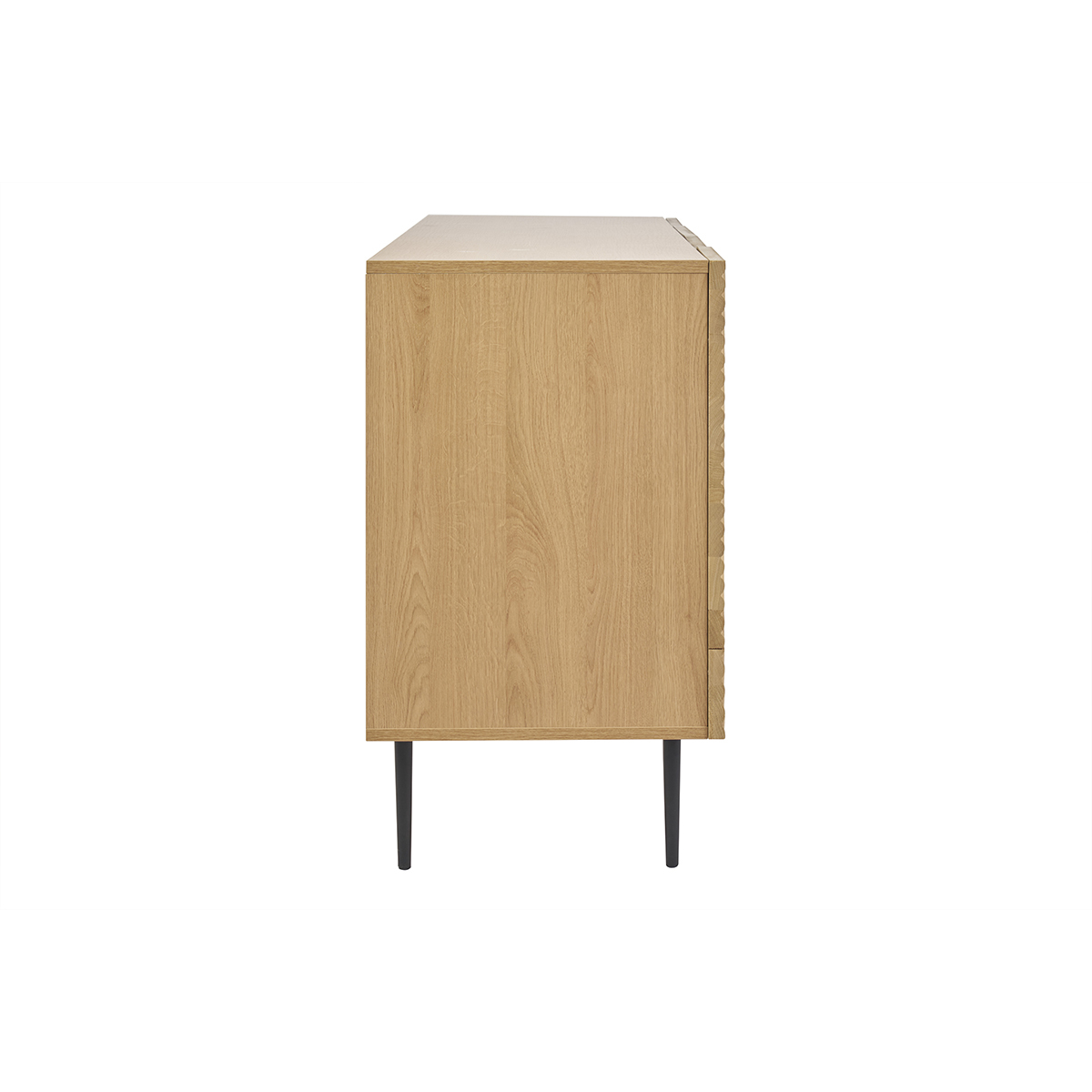 Buffet design en bois chêne massif gravé et métal noir 4 portes L180 cm ARCHIPEL chêne clair, MILIBOO