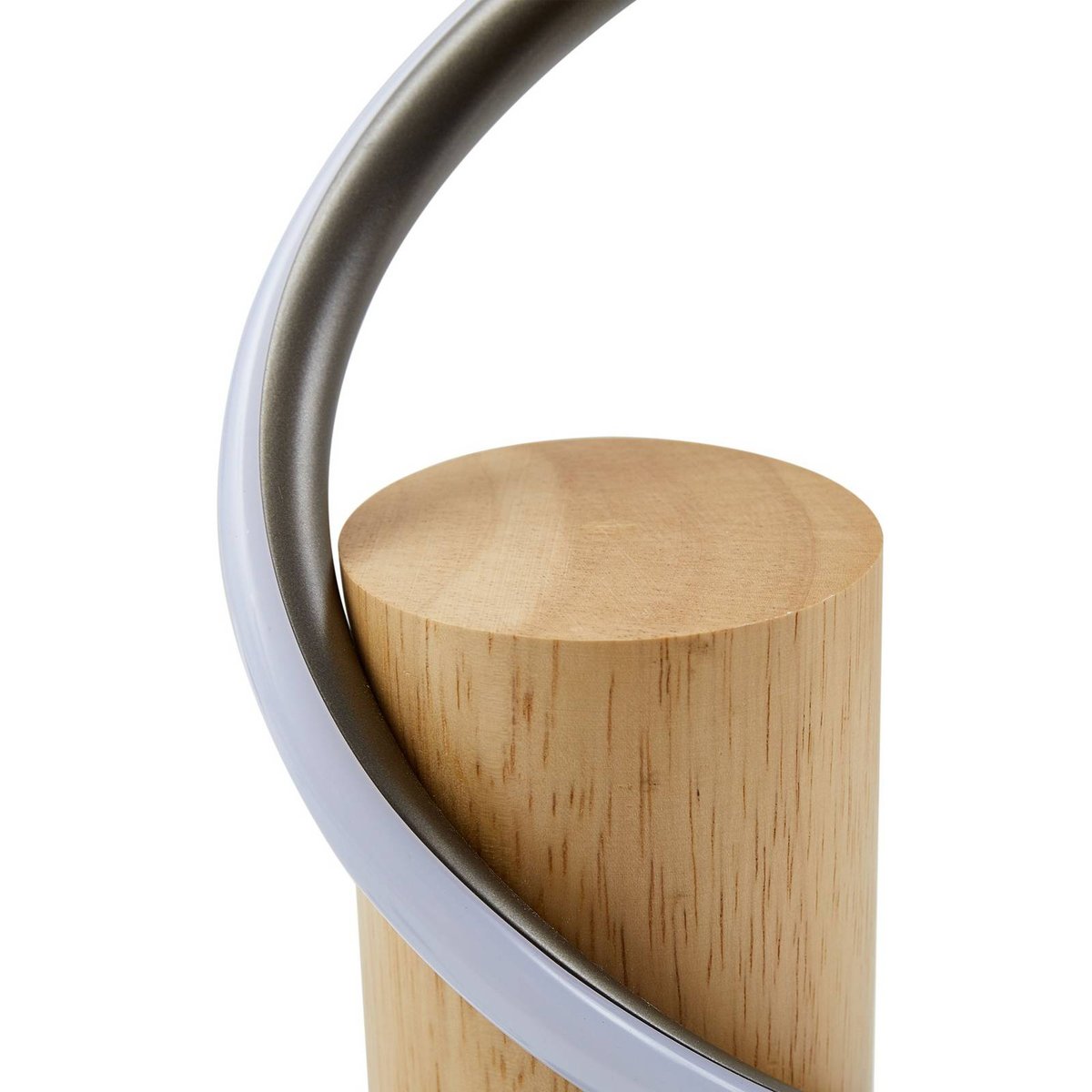 Lampadaire en aluminium traditionnelLED gris, bois clair, LINDBY