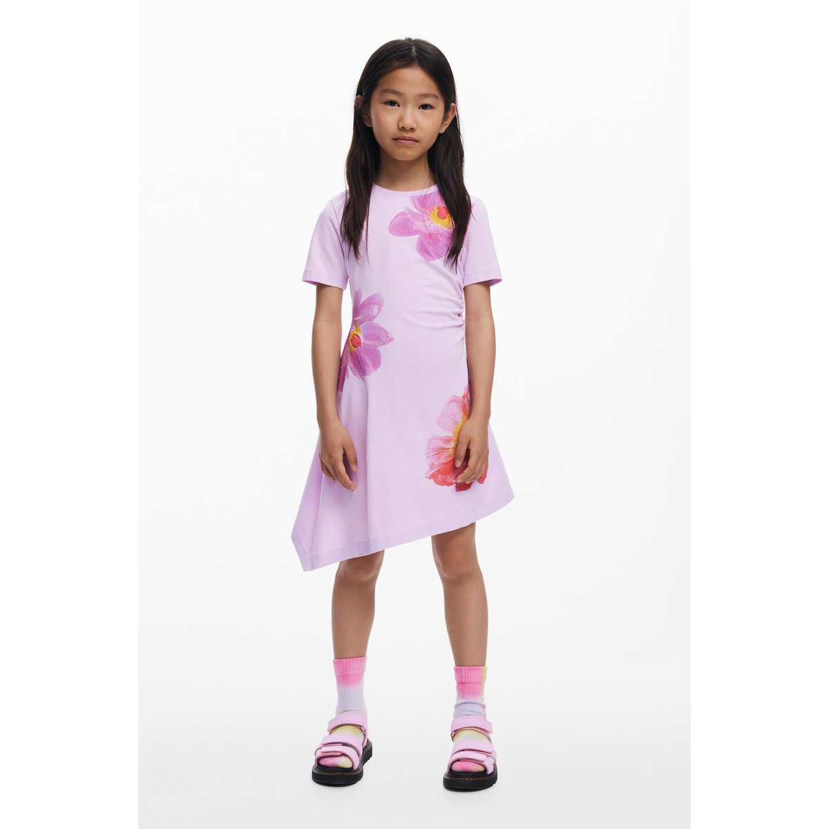 Robe courte asymétrique rouge, DESIGUAL