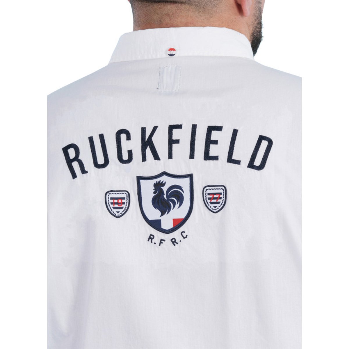 Chemise en coton biologique blanche unie pourvue d'un col américain blanc, RUCKFIELD