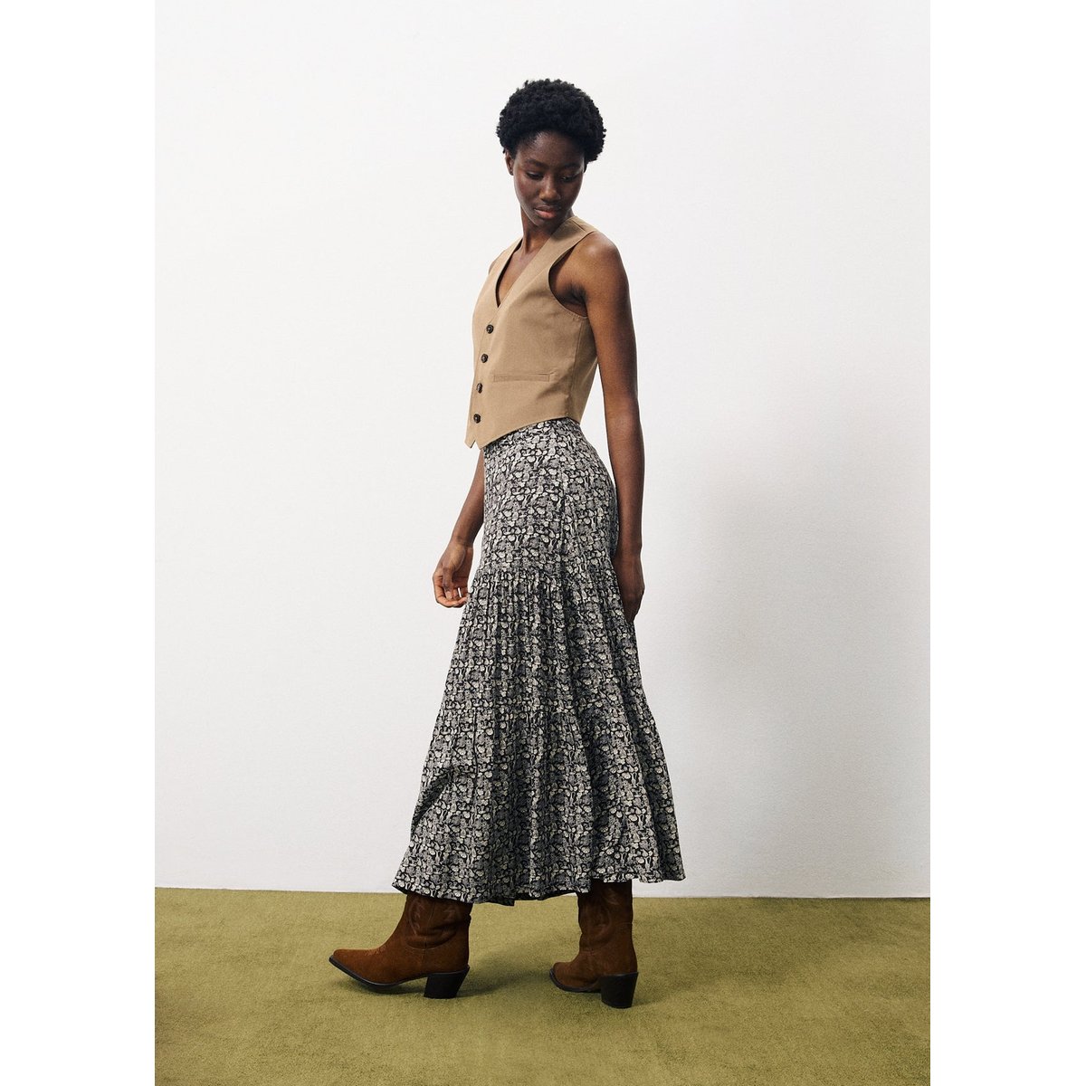 Jupe AUDREY flora marron chocolate, FRNCH