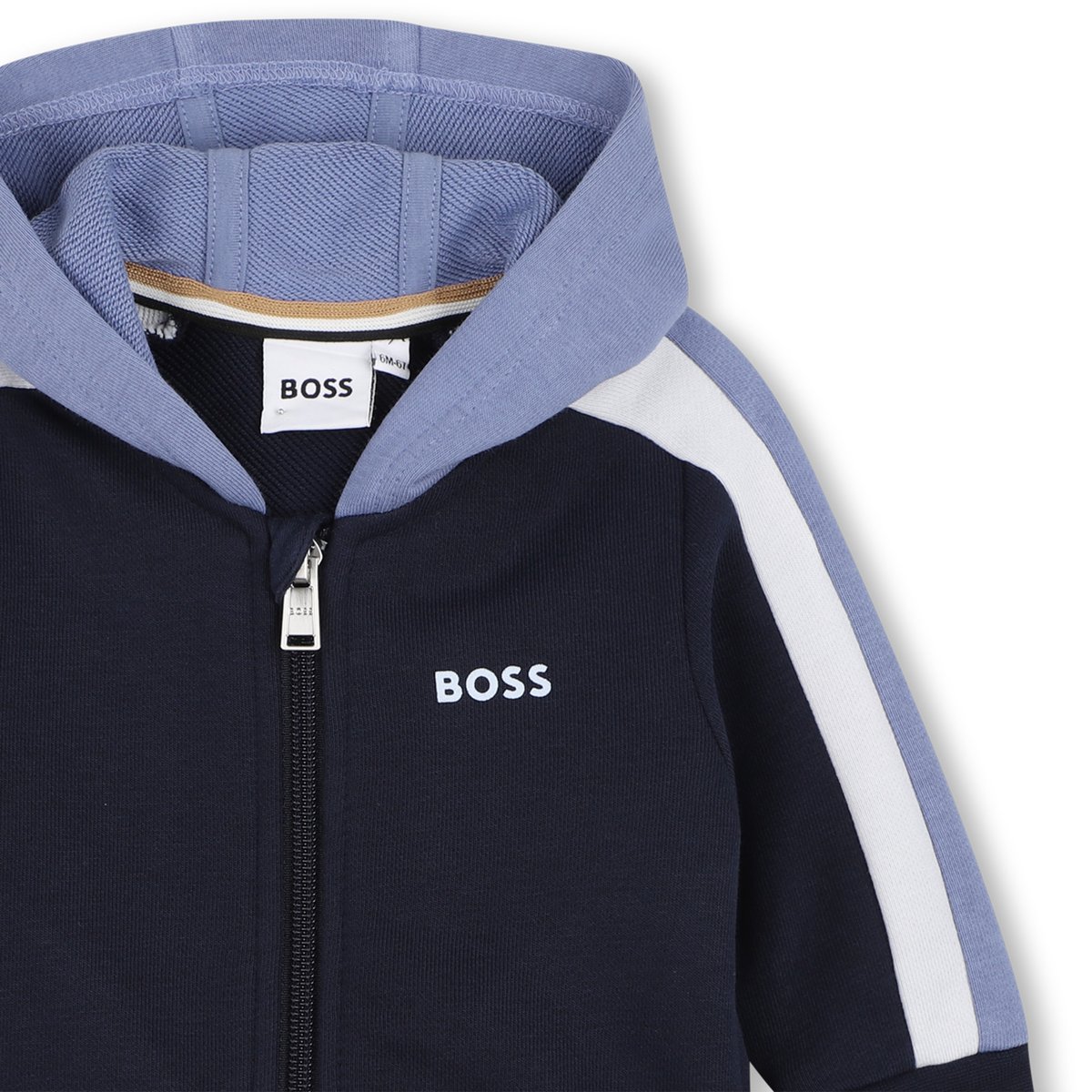 Sweat à capuche zippée bleu cargo, BOSS KIDSWEAR