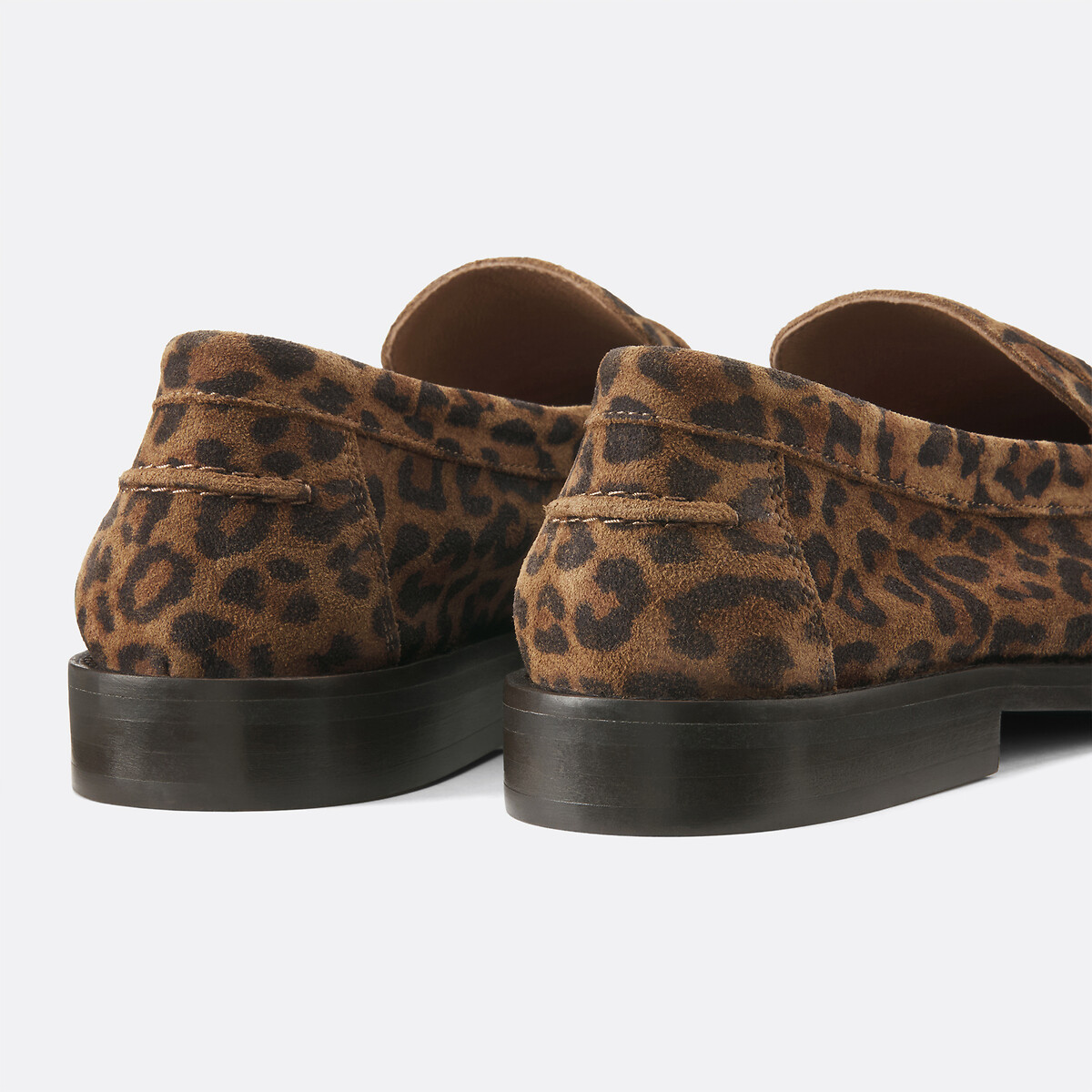 Loafers in leer met luipaardprint, Signature PHILIPPINE bedrukte kastanje fond, LA REDOUTE COLLECTIONS