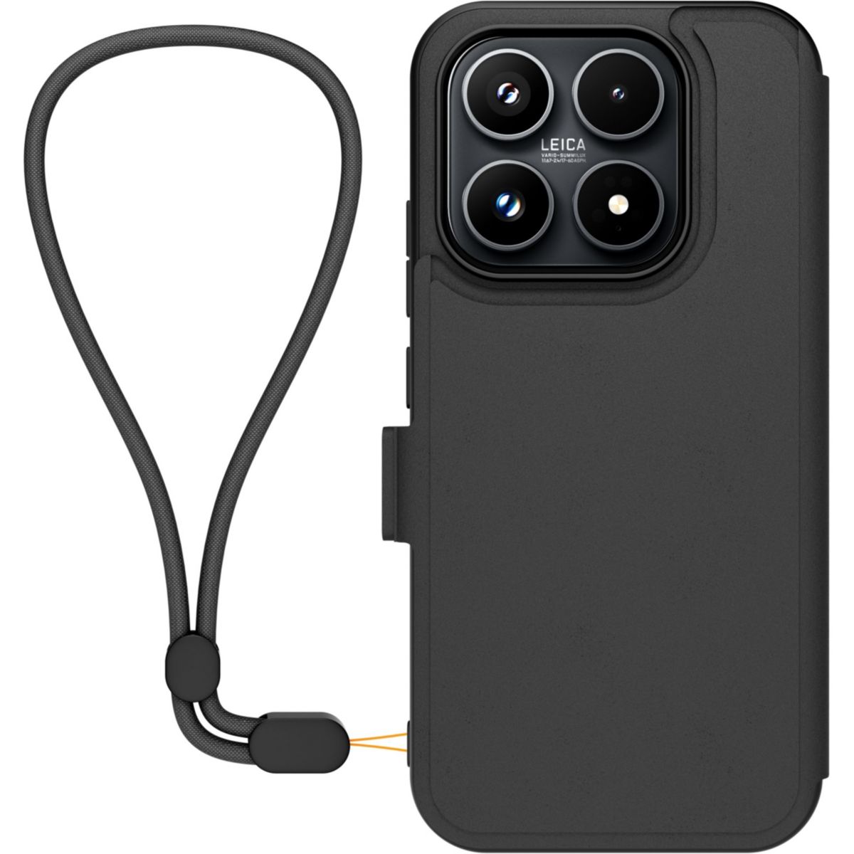 Etui avec cordon premium noir avec dragonne Xiaomi 17 couleur unique, MADE FOR XIAOMI