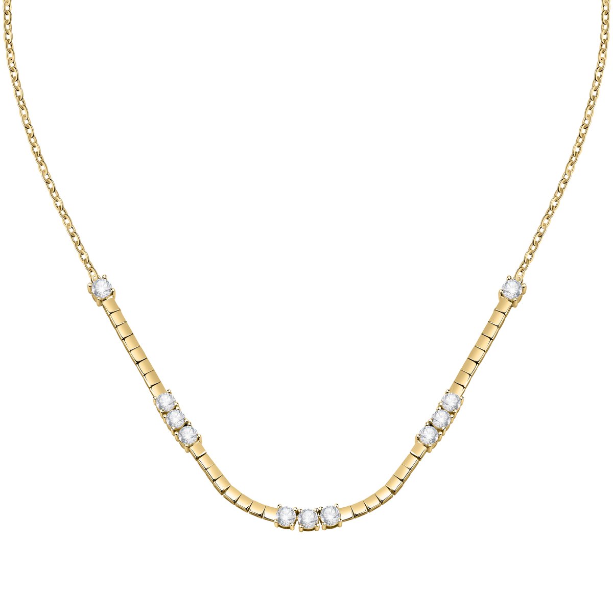 Collier en laiton, placage ninfea, zircons SCINTILLE blanc, MORELLATO
