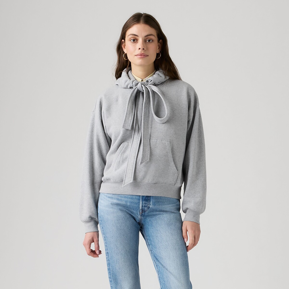 Sweat à capuche col lavallière gris, LEVI'S
